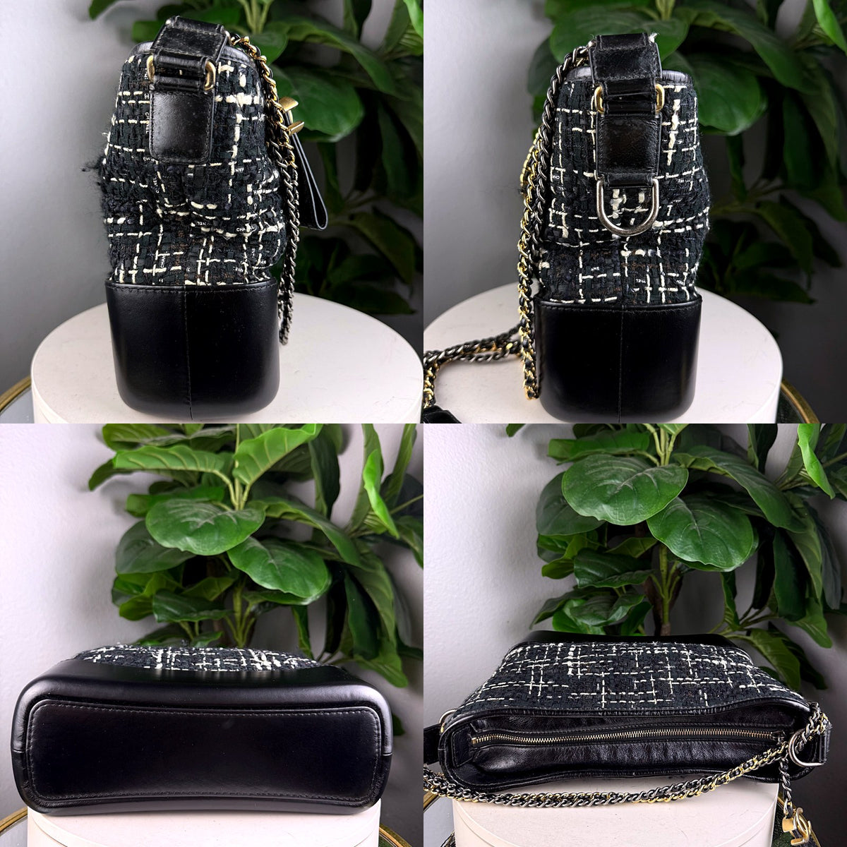 Authentic Chanel Black Patent Leather Tweed Gabrielle Hobo Bag - 05_extra.jpg