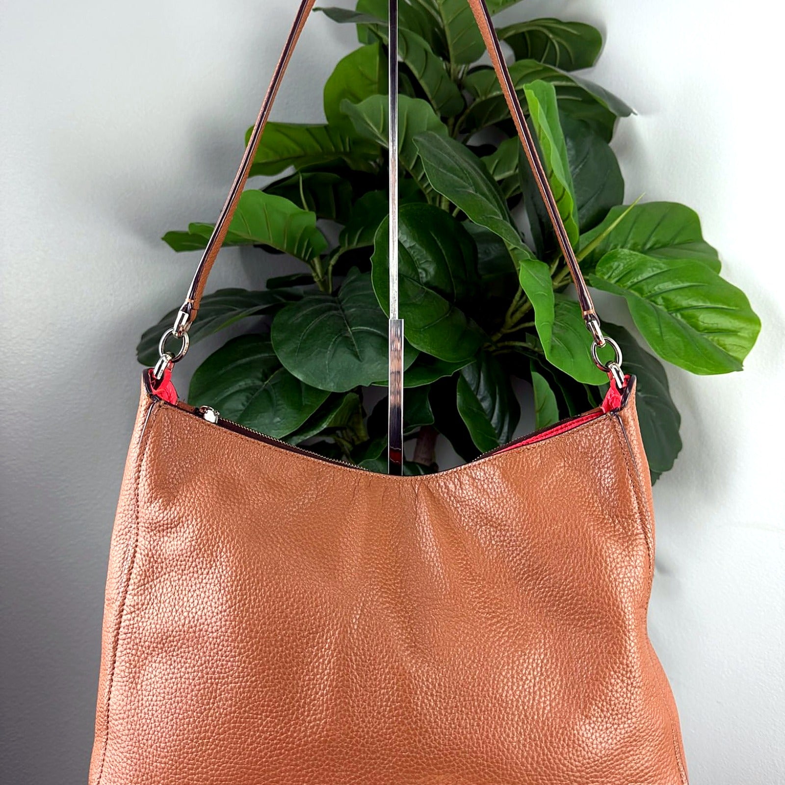 Kate Spade New York Cognac Pebbled Leather Hobo Bag
