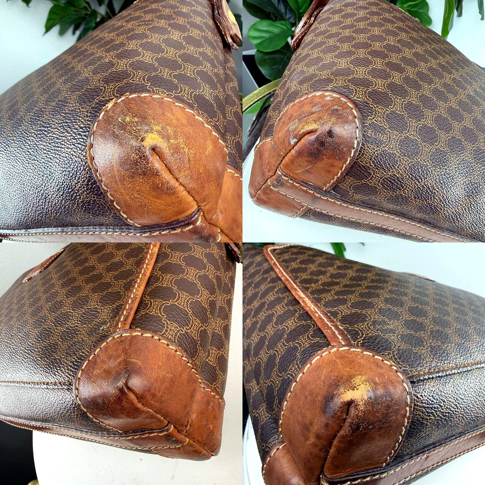 Celine Vintage Macadam Coated Canvas Boston Bag