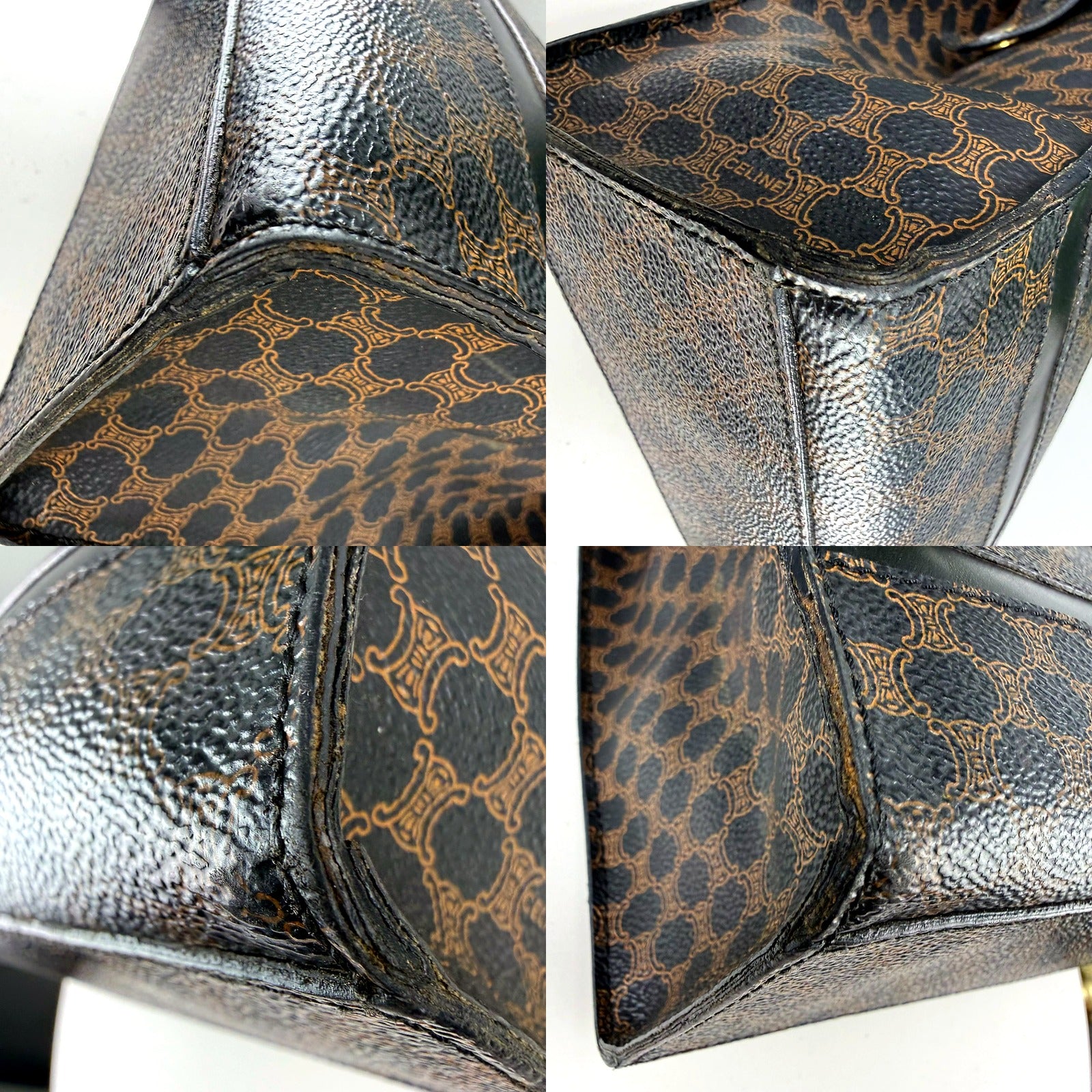 Celine Vintage Macadam Black Canvas Tote Bag