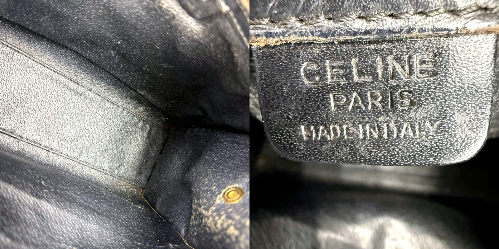 Celine Vintage Macadam Black Canvas Tote Bag