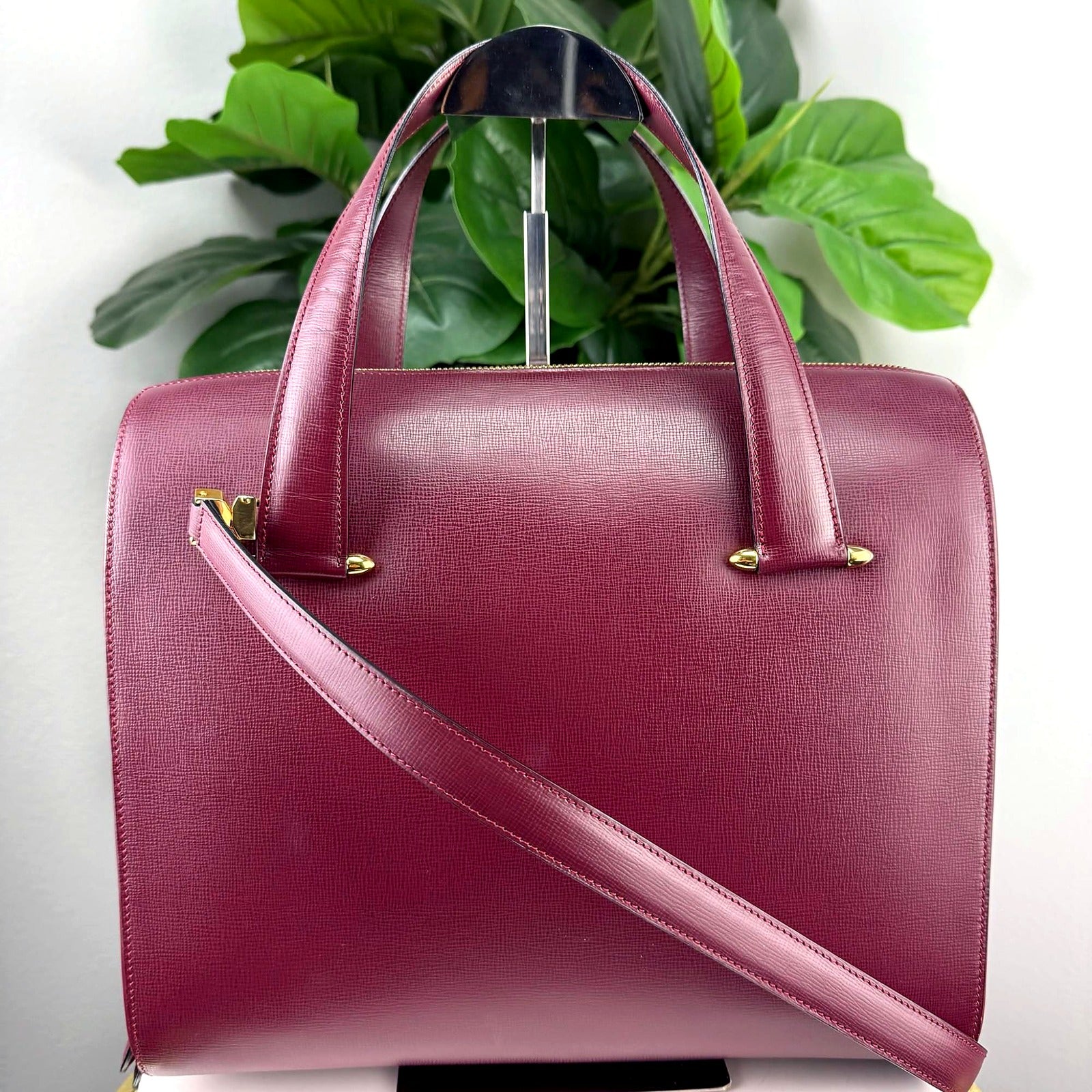 Cartier Burgundy Leather Bowling Bag