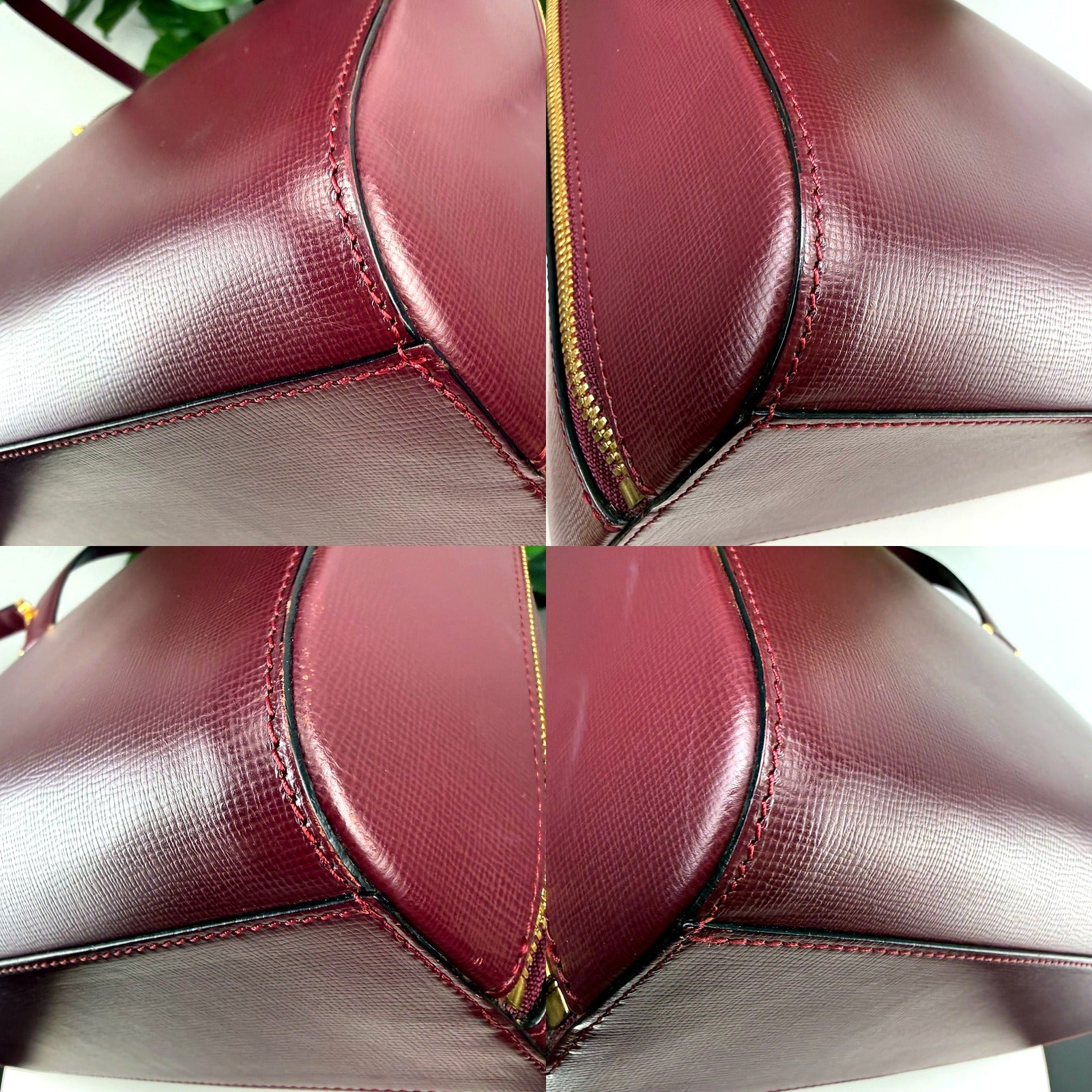 Cartier Burgundy Leather Bowling Bag
