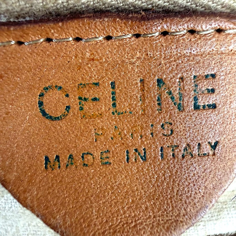 Celine Vintage Macadam Brown Canvas Shoulder Tote Bag
