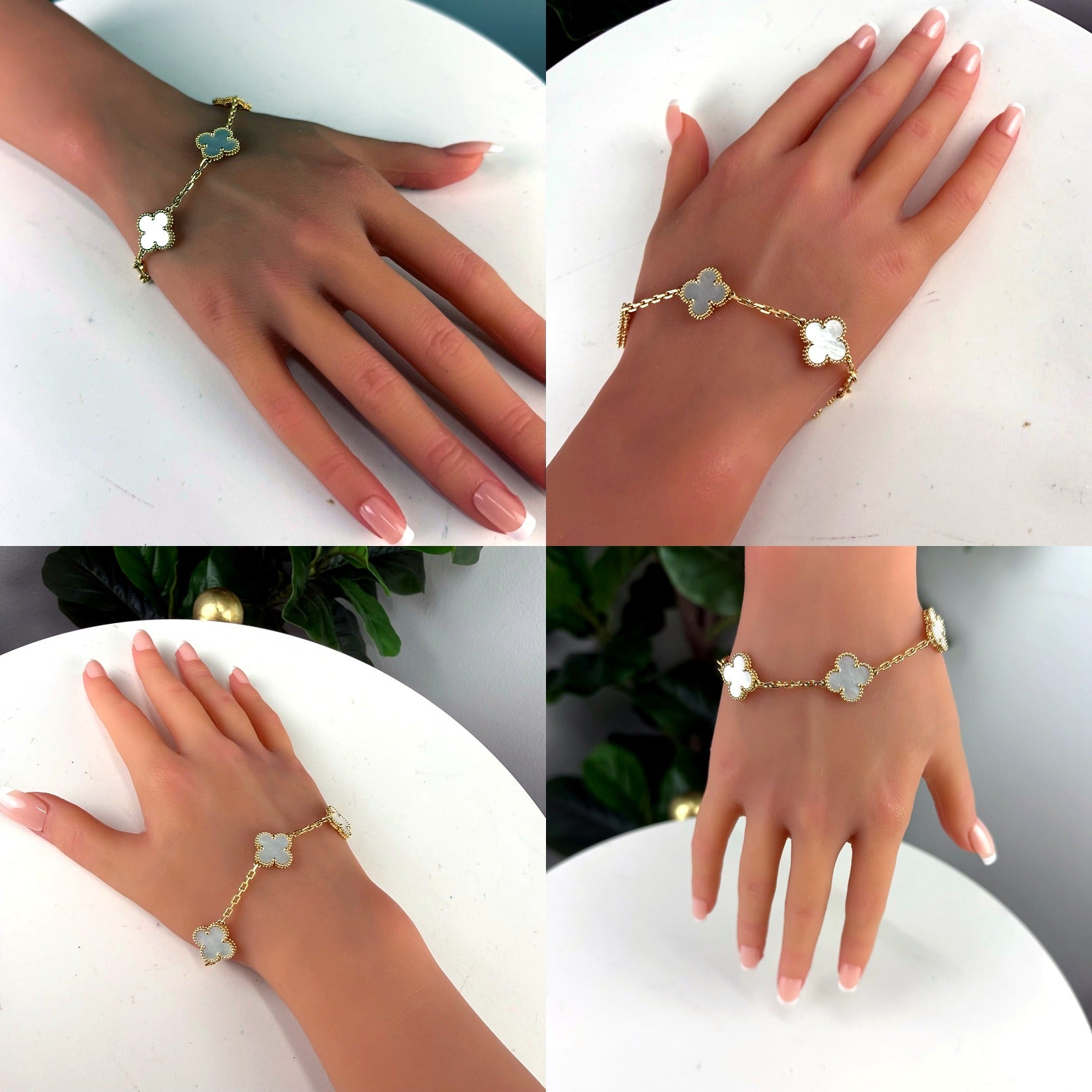 Van Cleef & Arpels Vintage Alhambra 5-Motif Bracelet 18K Yellow Gold Mother-of-Pearl