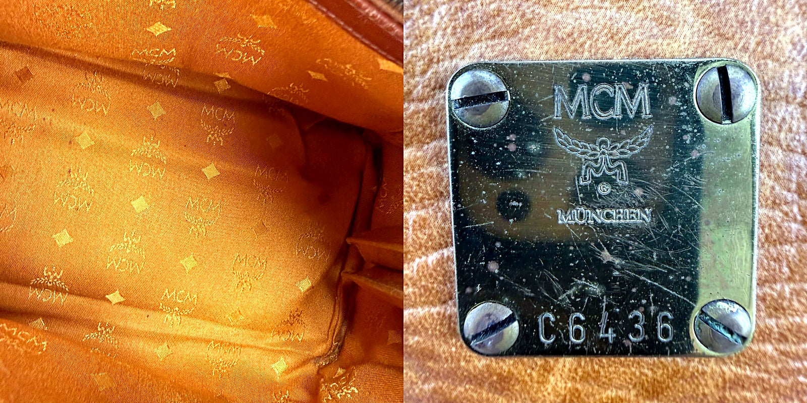 Authentic MCM Tan Visetos Speedy Bowling Bag - C6436