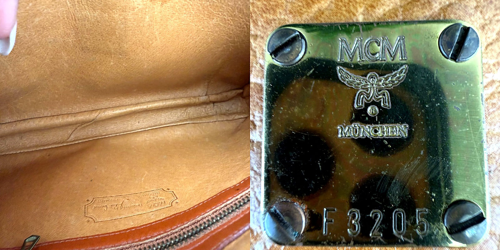 Authentic MCM Tan Visetos Zip Pouch Toiletry Case - F3205