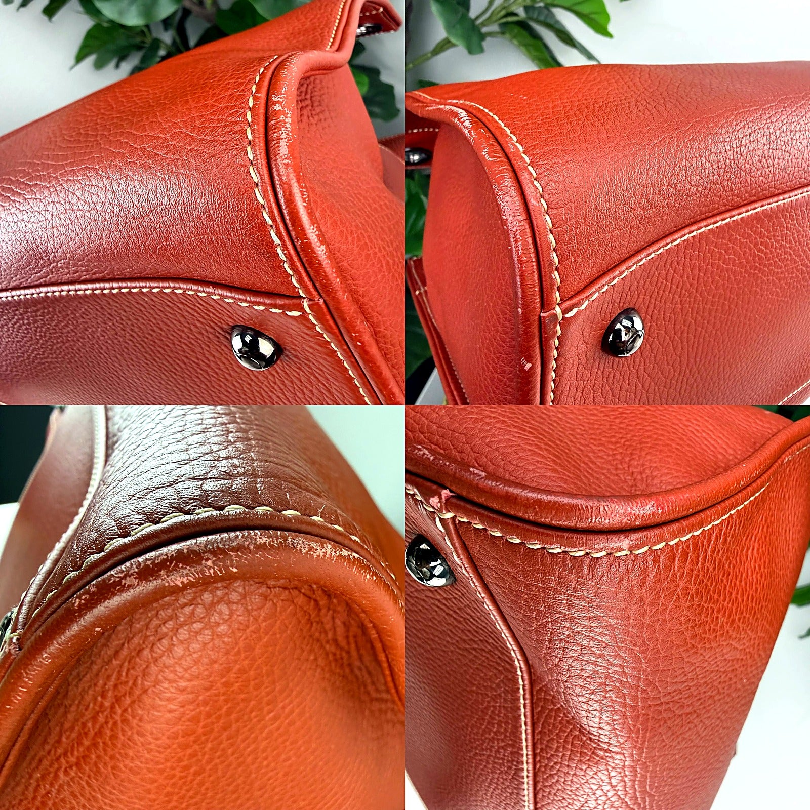 Authentic Tod's Red Pebbled Leather Tote - Oval Logo Plate