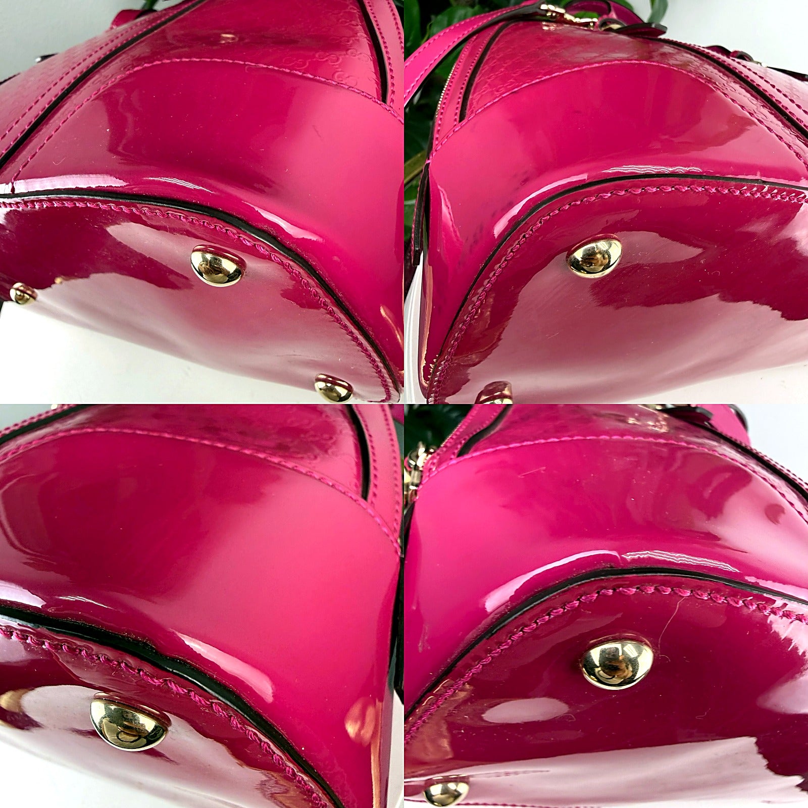 Gucci Microguccissima Fuchsia Patent Leather Dome Satchel