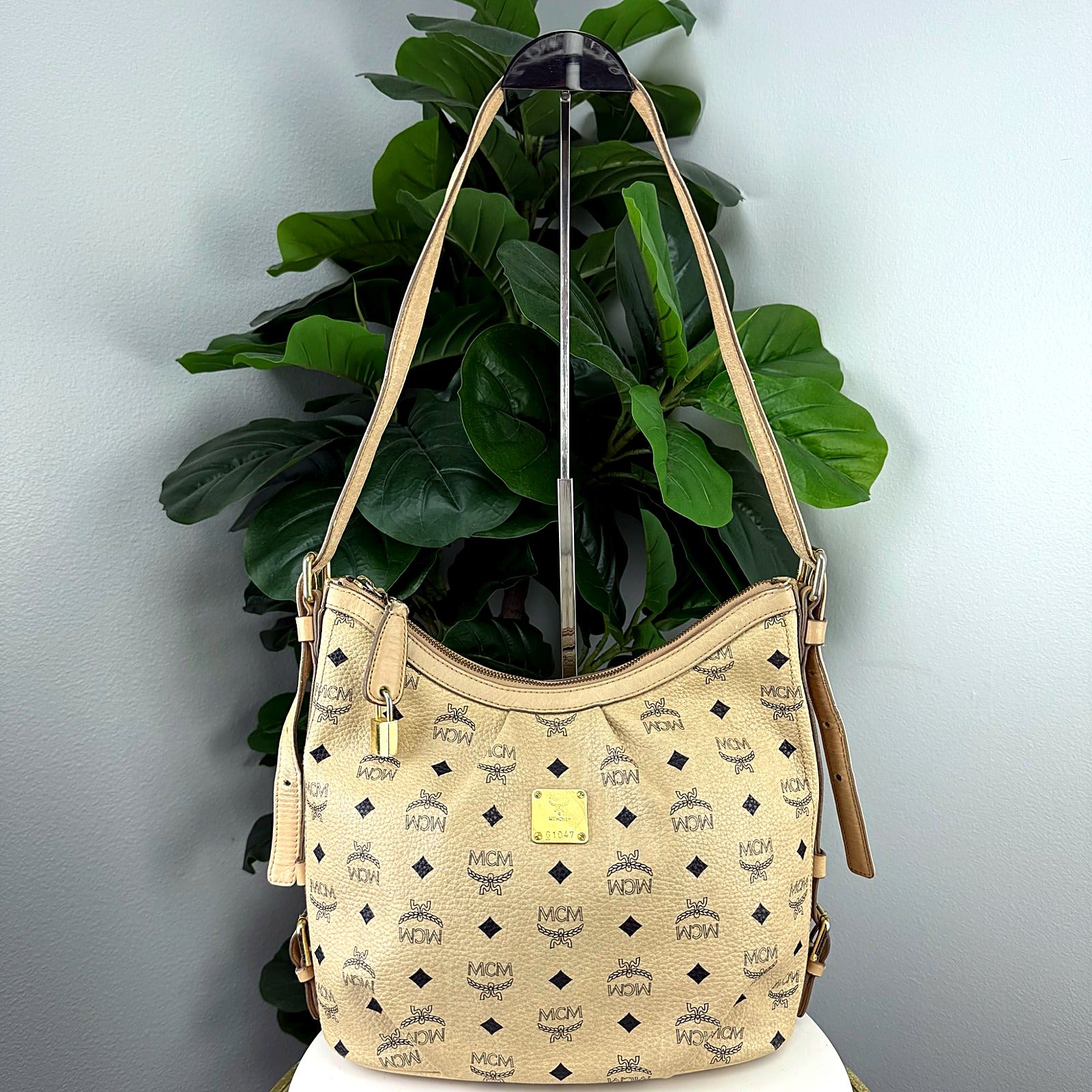 MCM Visetos Tan Hobo Bag - G1047