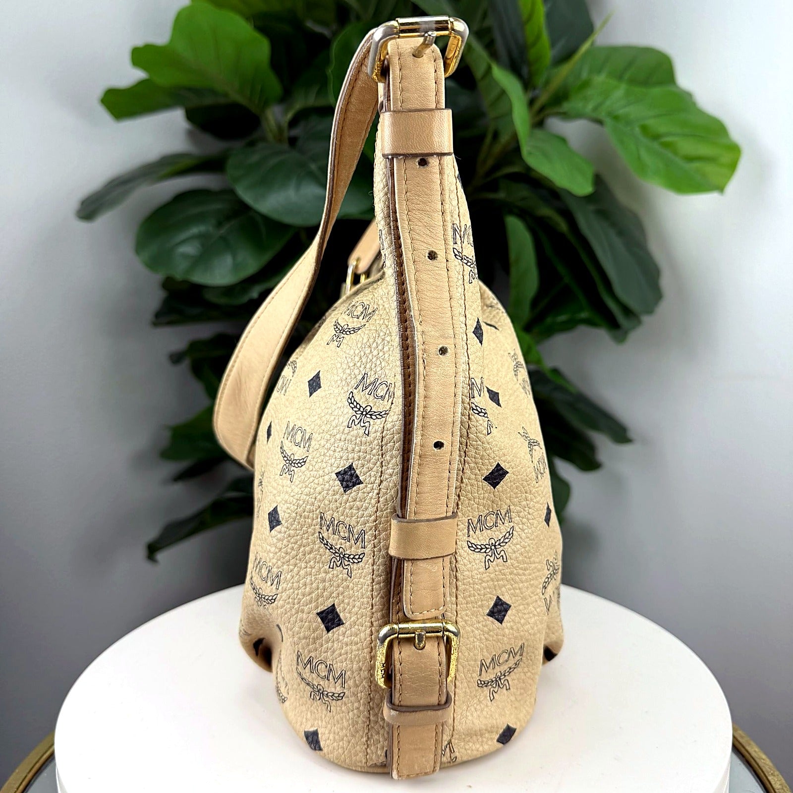 MCM Visetos Tan Hobo Bag - G1047