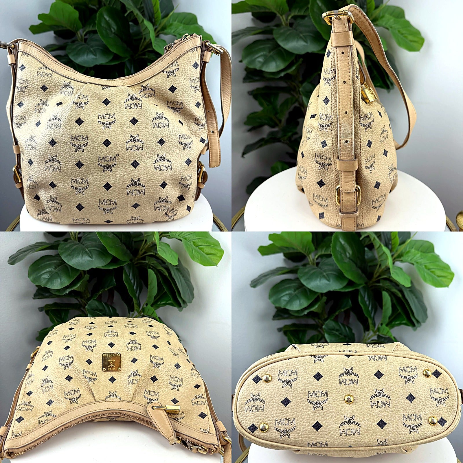 MCM Visetos Tan Hobo Bag - G1047
