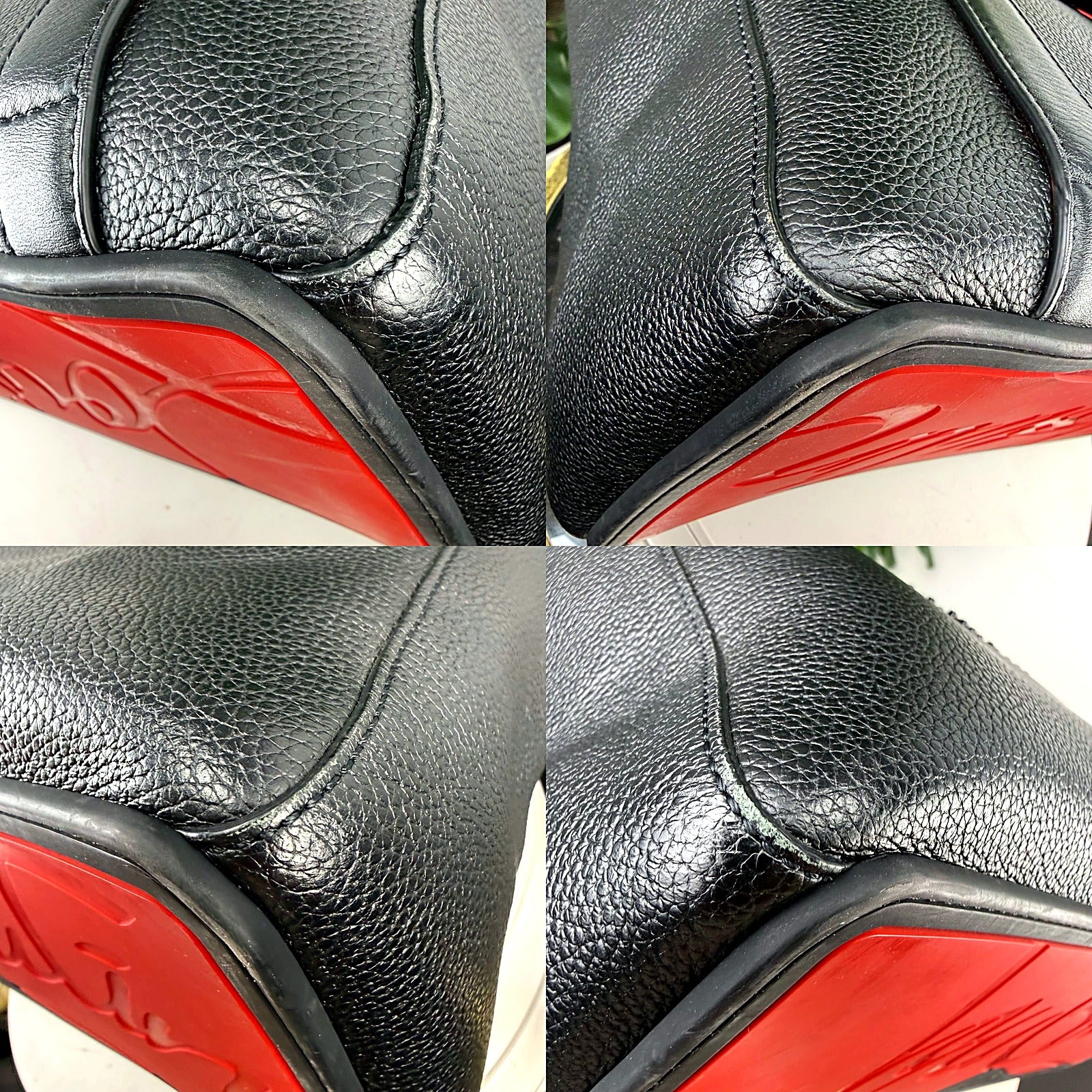 Authentic Christian Louboutin Black Leather Crest Convertible Backpack Tote Bag