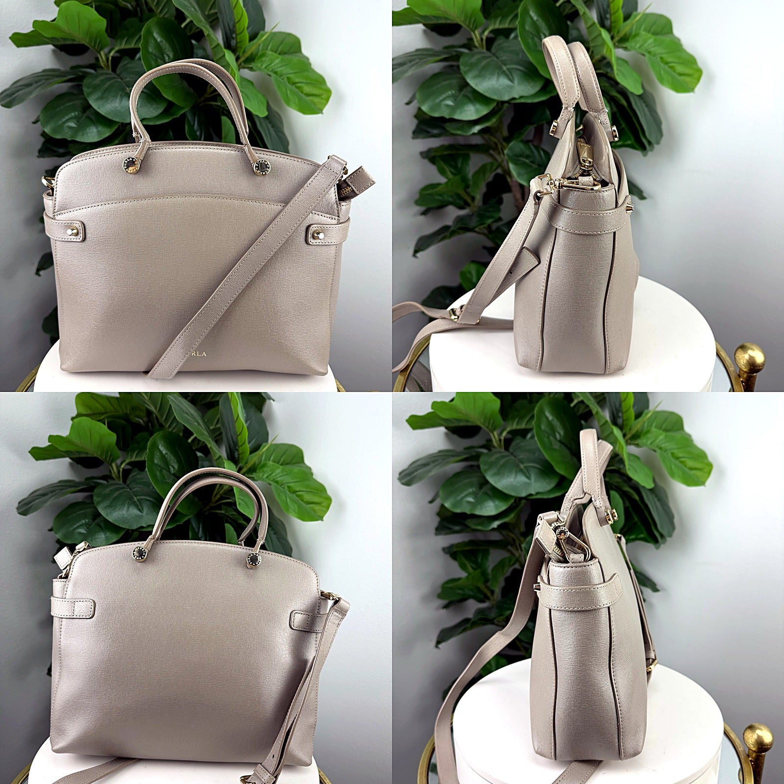 Furla Taupe Saffiano Satchel - detail grid 1