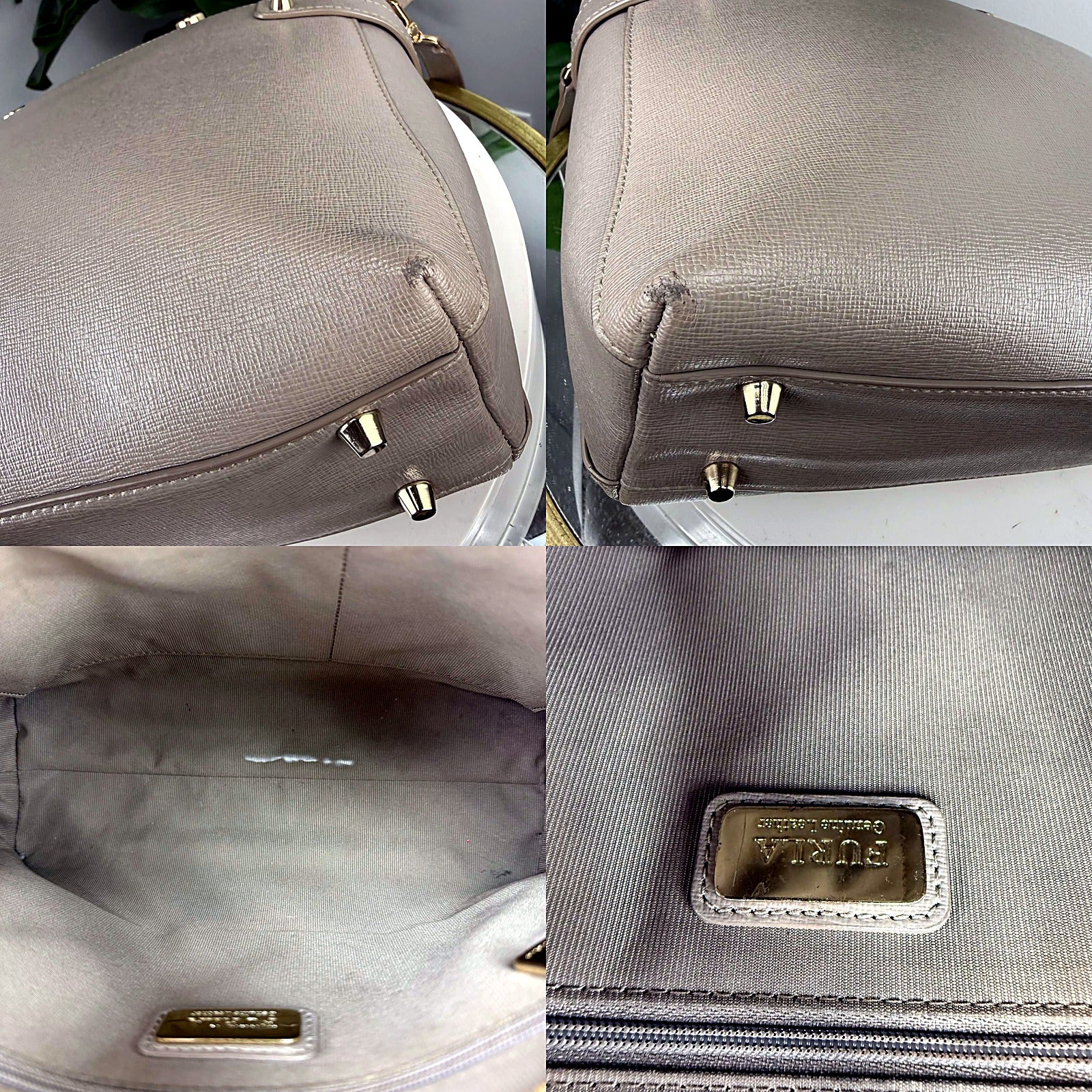 Furla Taupe Saffiano Satchel - detail grid 3