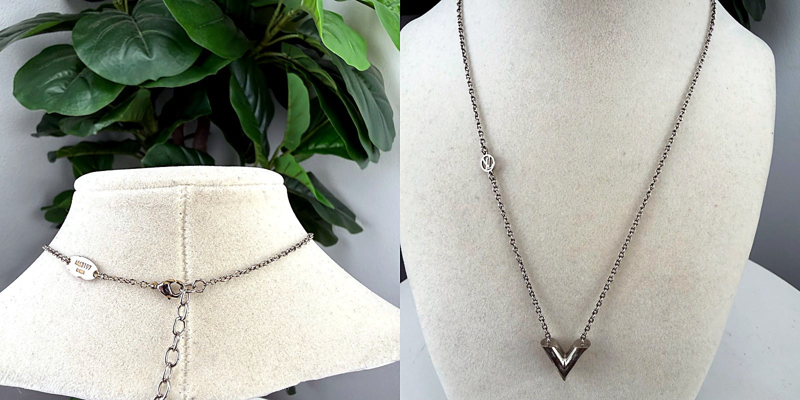 Authentic Louis Vuitton Essential V Pendant Necklace