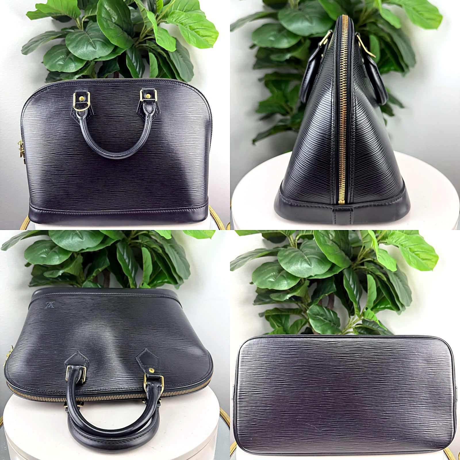 Authentic Louis Vuitton Alma PM Black Epi Leather Handbag