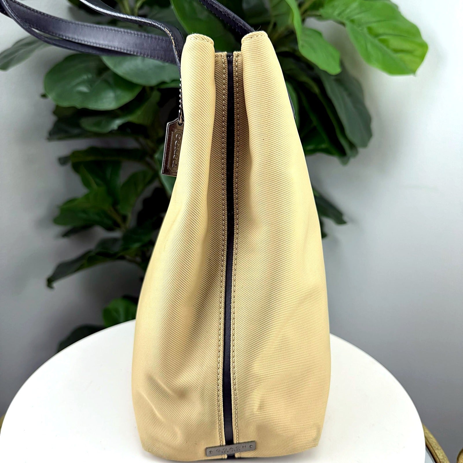 Coach khaki nylon twill tote back