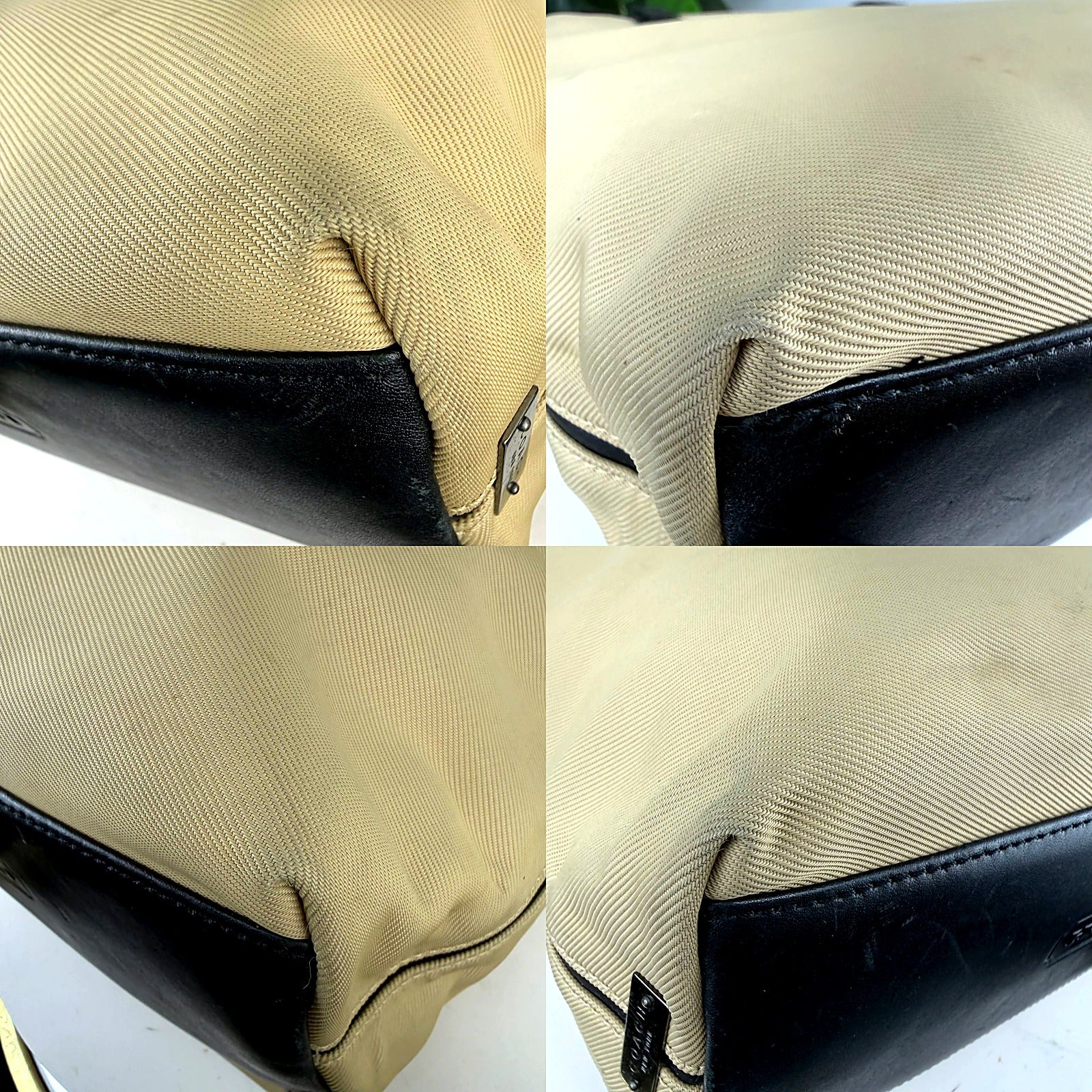 Coach khaki nylon twill tote detail grid 2