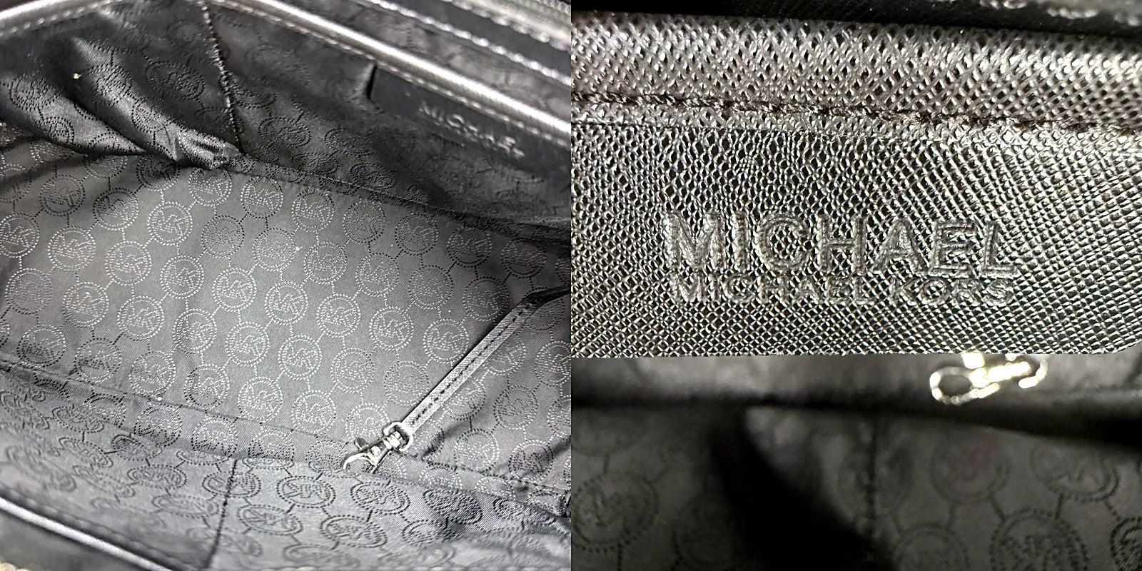 Michael Kors Selma black and white satchel pair view