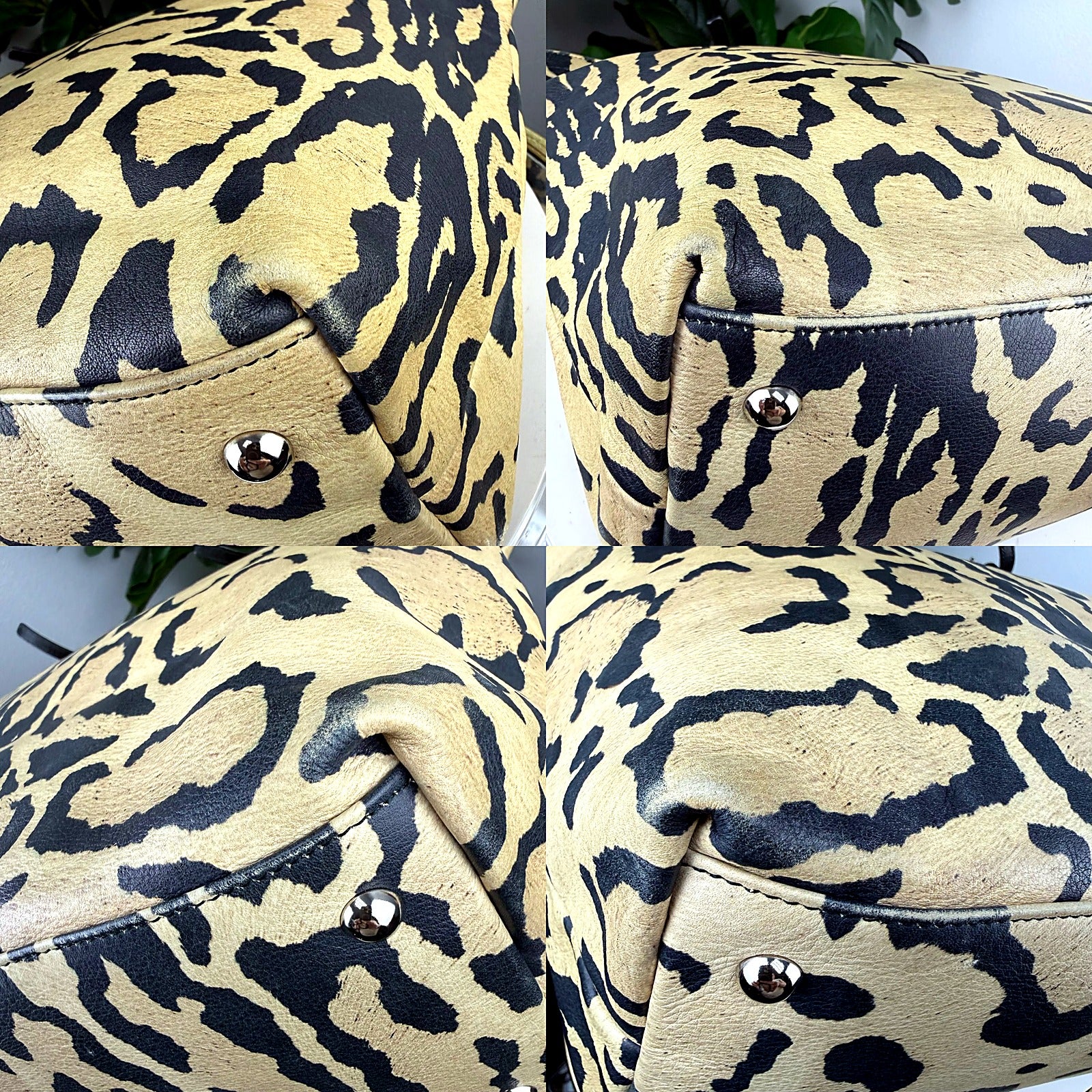 Furla leopard print calf hair tote detail grid 2