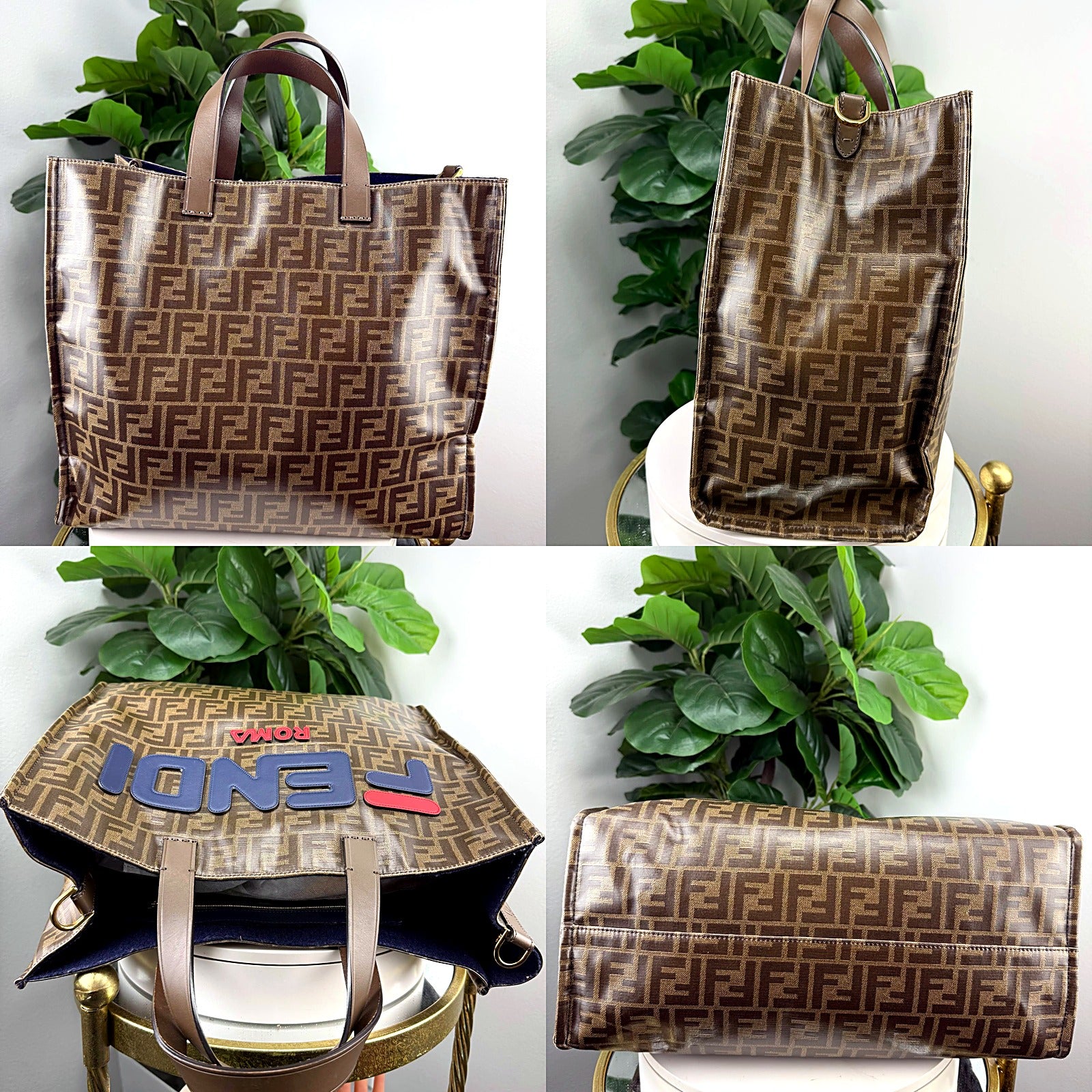 Fendi x FILA FENDI ROMA Zucca jacquard tote detail grid 1