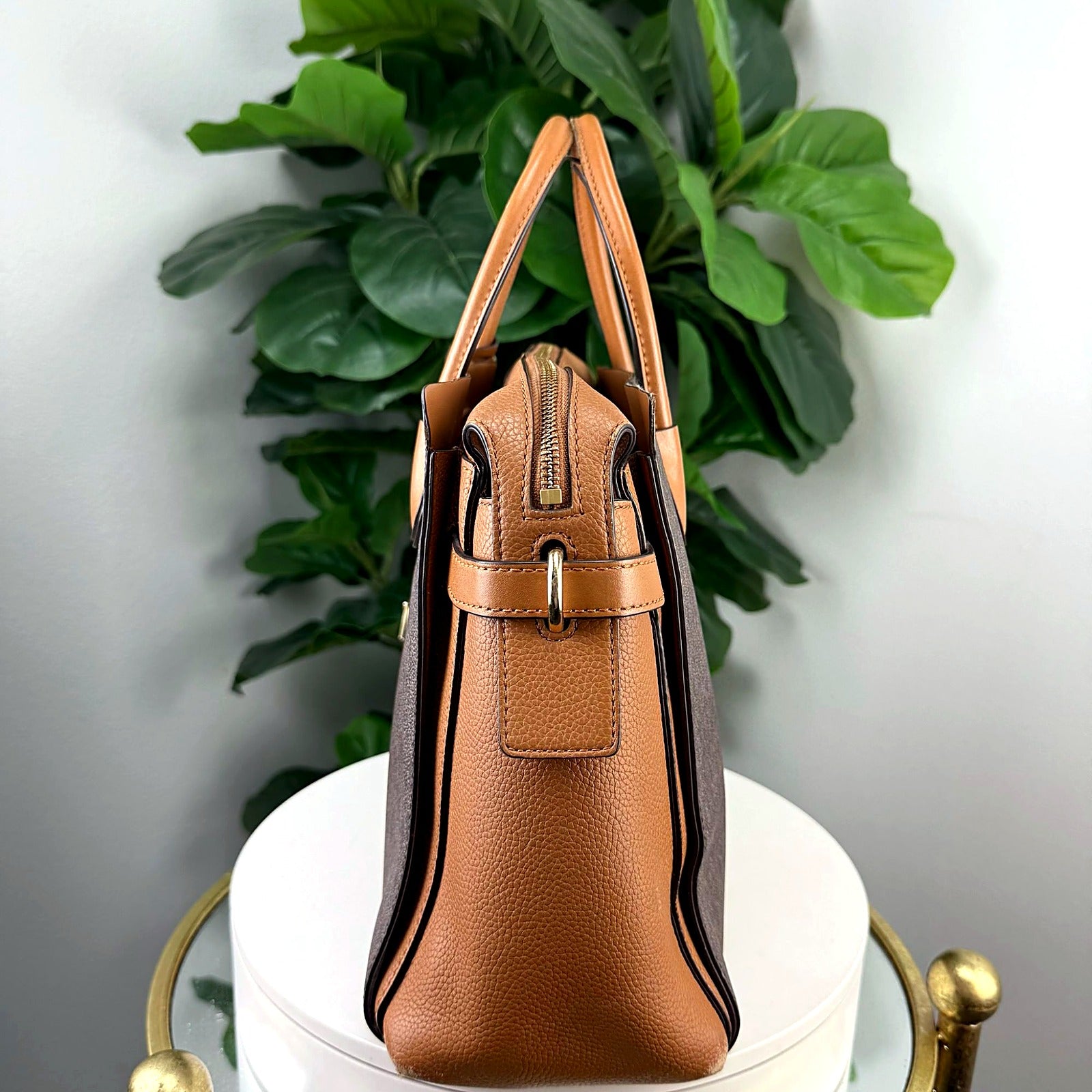 Michael Kors Mercer brown logo satchel back