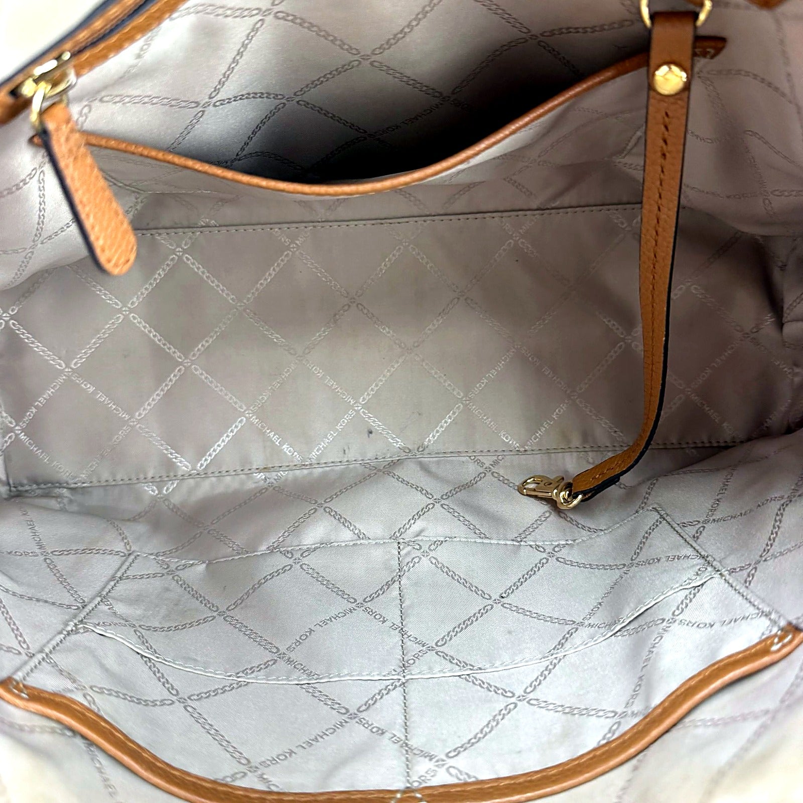 Michael Kors Mercer brown logo satchel single view