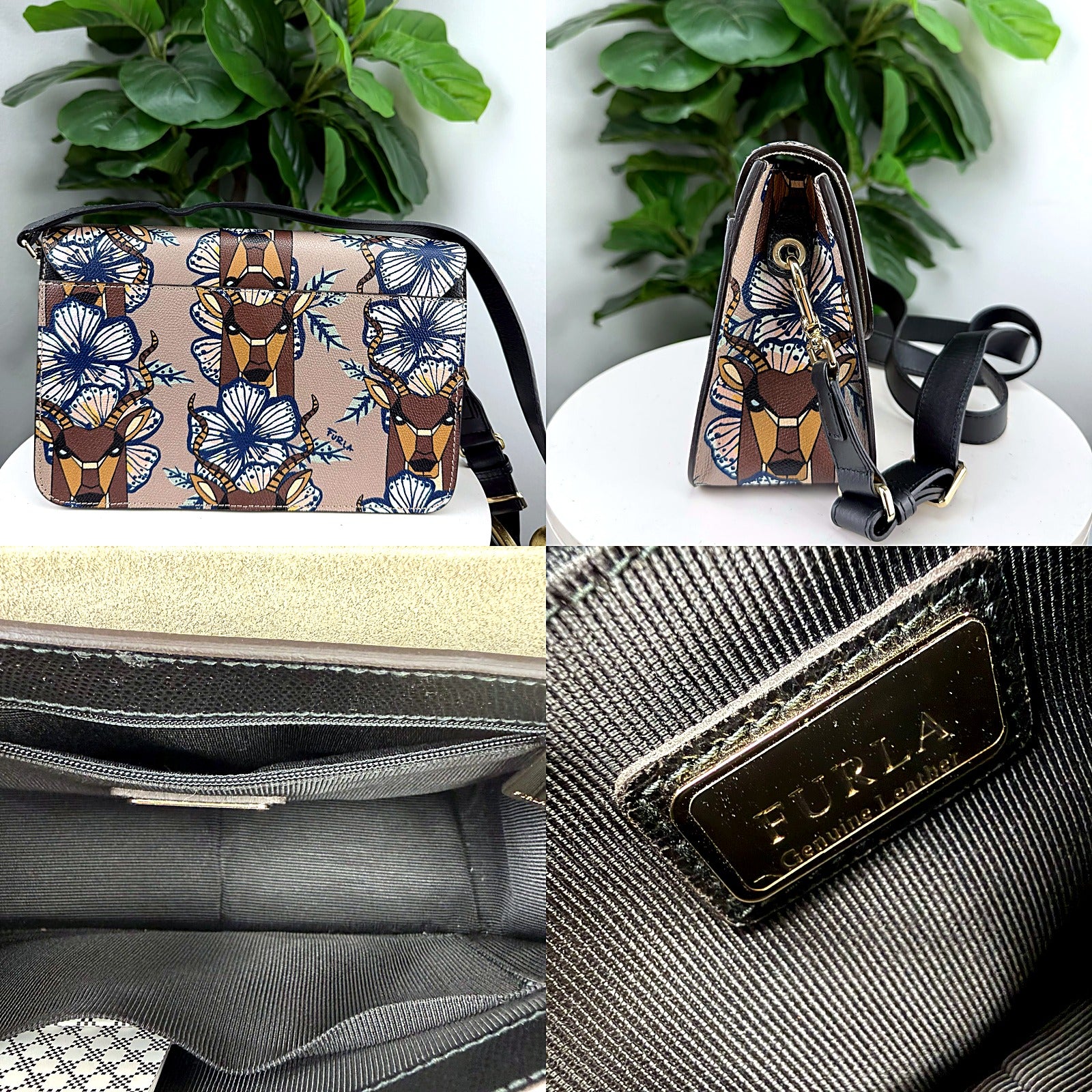 Furla Metropolis antelope butterfly print crossbody detail grid 1