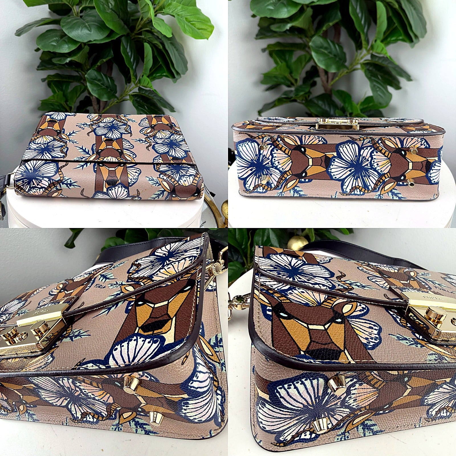 Furla Metropolis antelope butterfly print crossbody detail grid 2