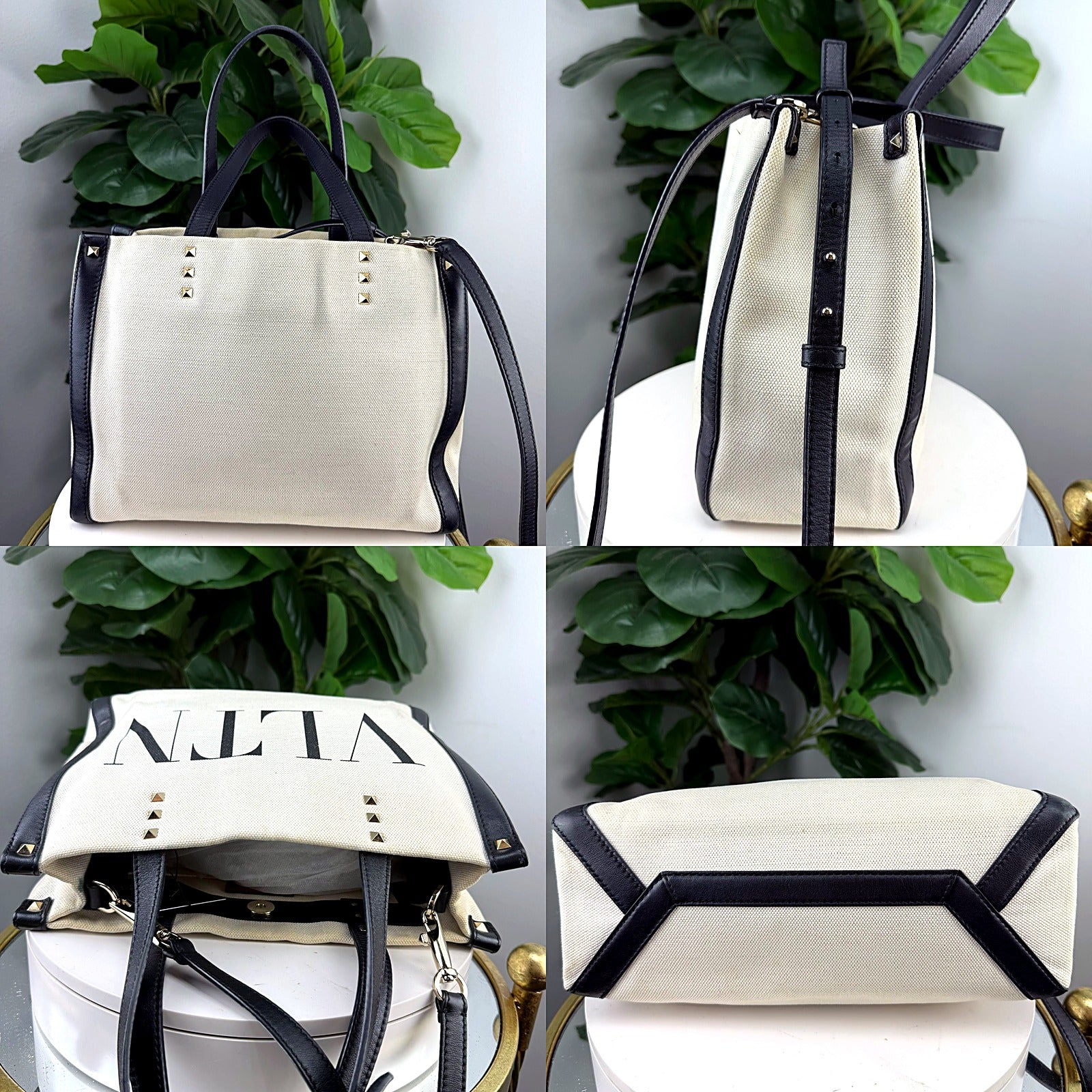 Valentino Garavani VLTN logo canvas tote detail grid 1