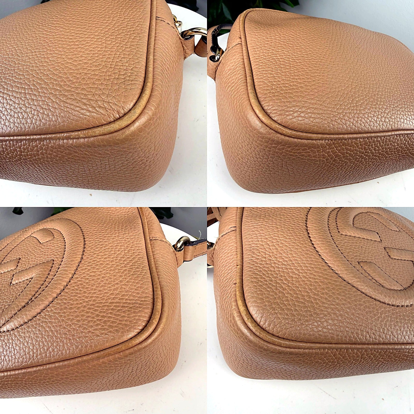 Gucci Soho disco crossbody tan detail grid 2