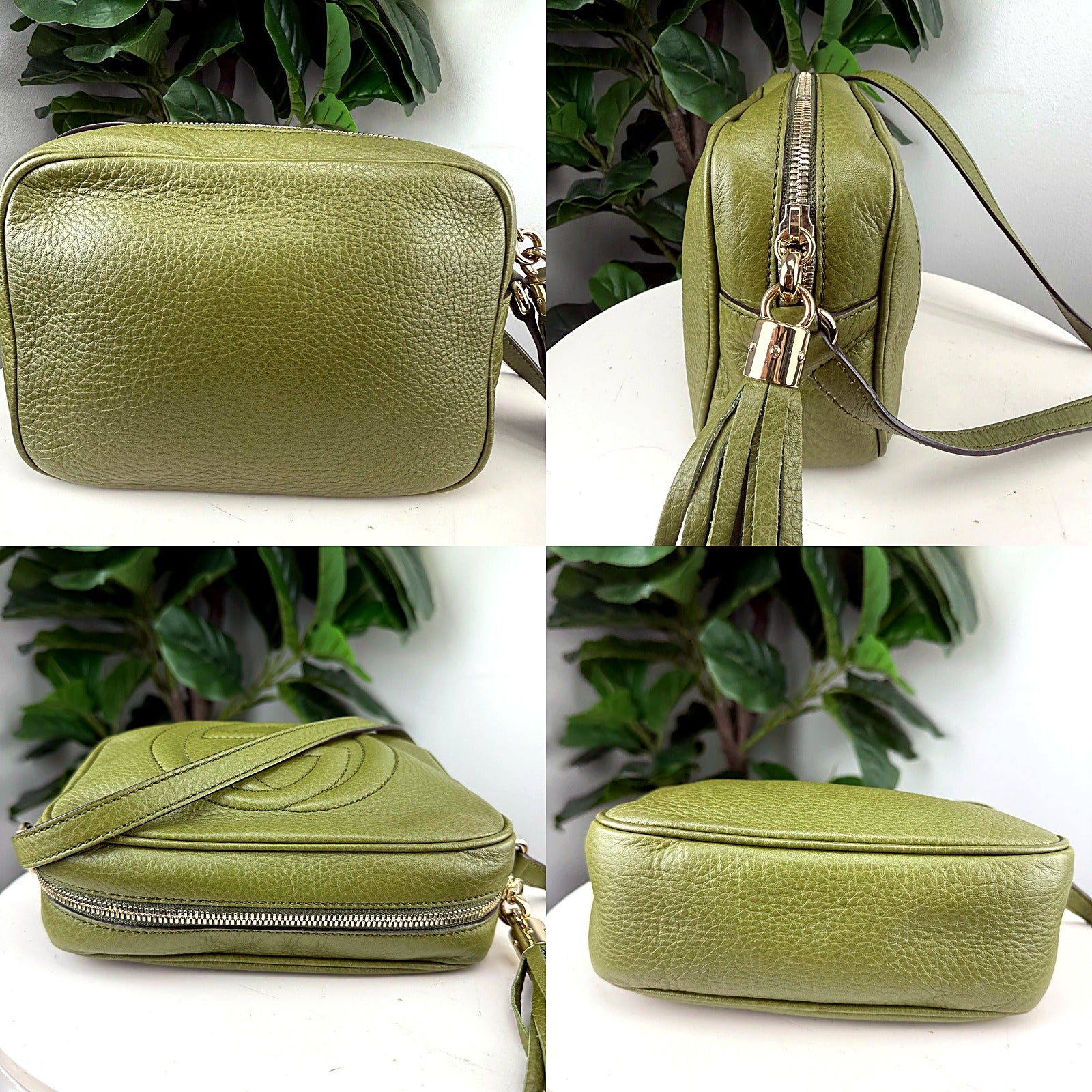 Gucci Soho disco crossbody olive green detail grid 1