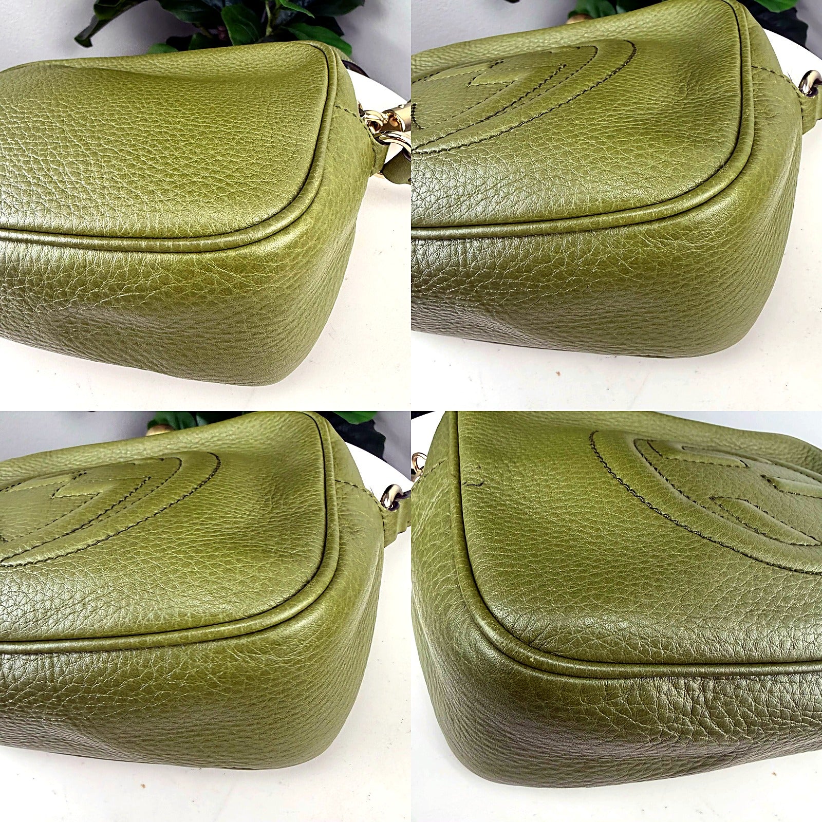 Gucci Soho disco crossbody olive green detail grid 2