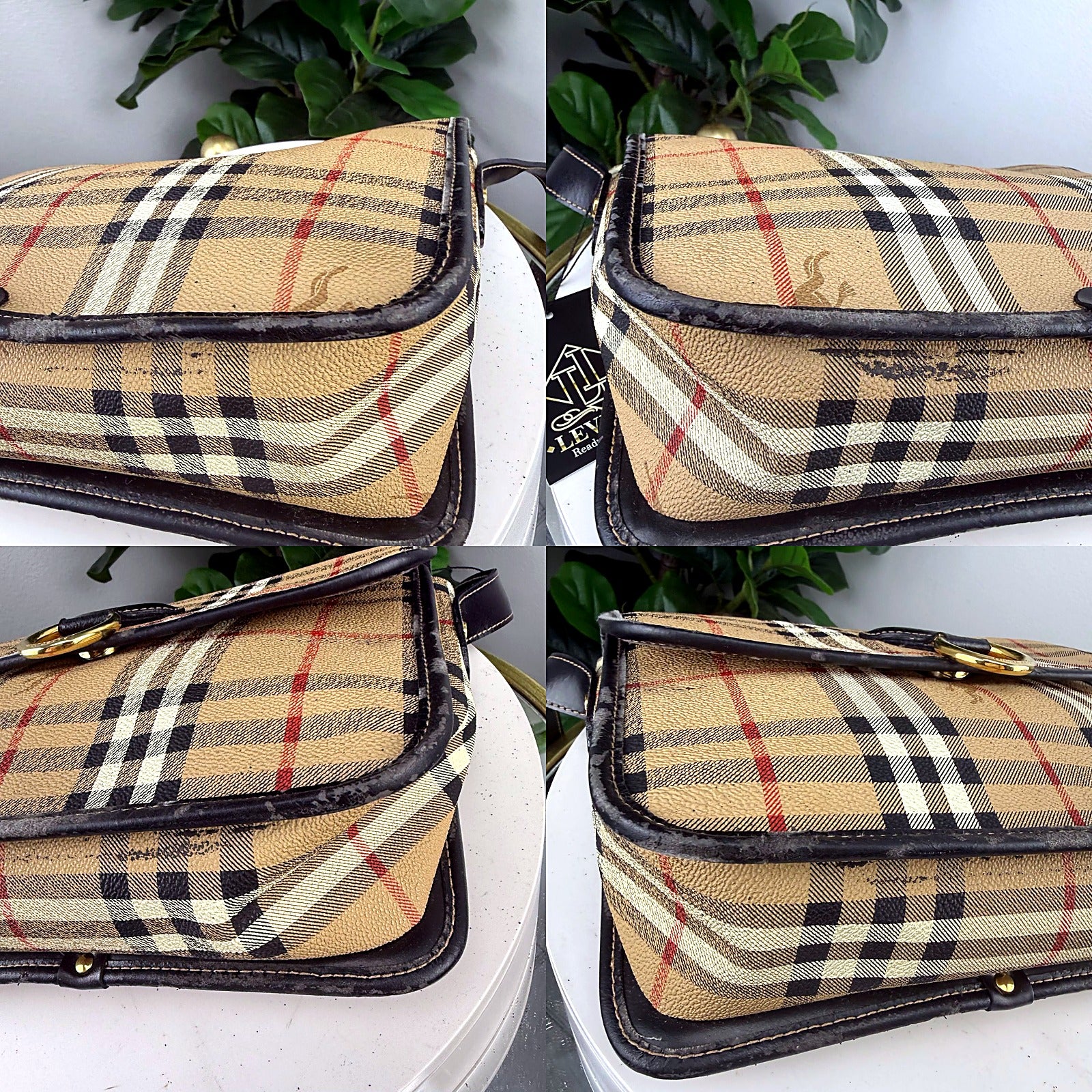 Vintage Burberrys of London Haymarket check crossbody detail grid 2