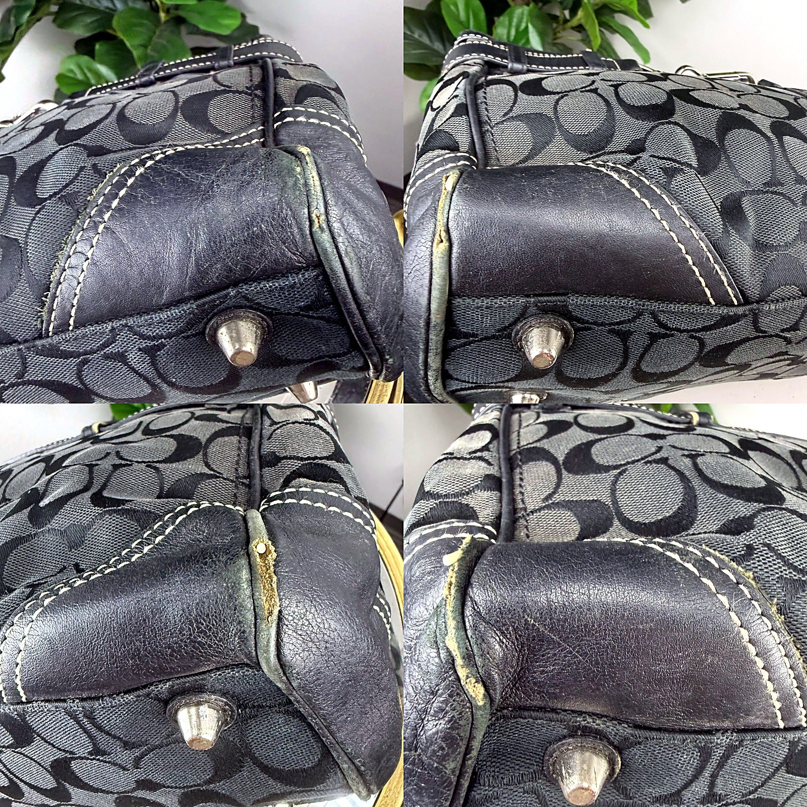 Coach black signature jacquard belt-buckle tote detail grid 2