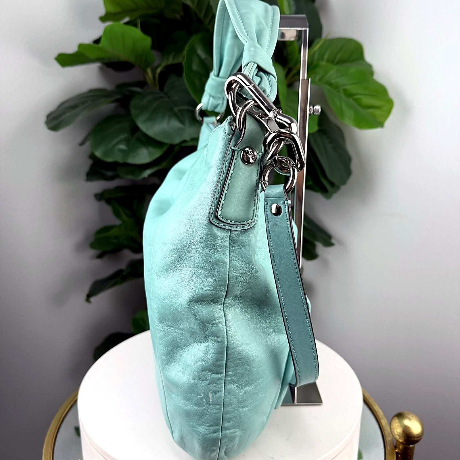Authentic Coach Mint Green Leather Hobo Bag - A1062-14786