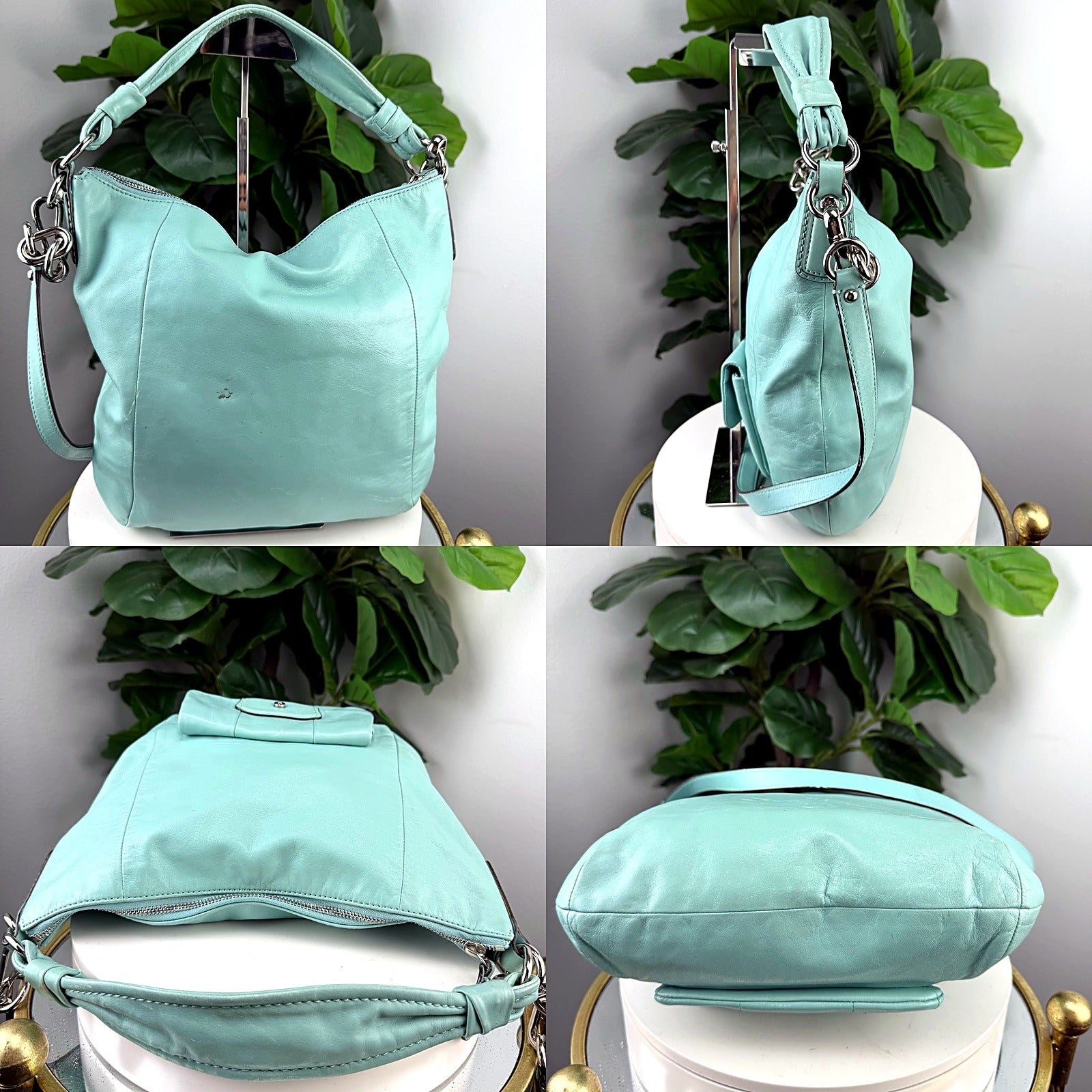Authentic Coach Mint Green Leather Hobo Bag - A1062-14786