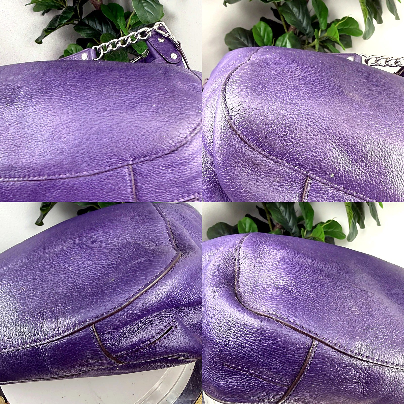 Authentic Michael Kors Purple Pebbled Leather Hobo Bag