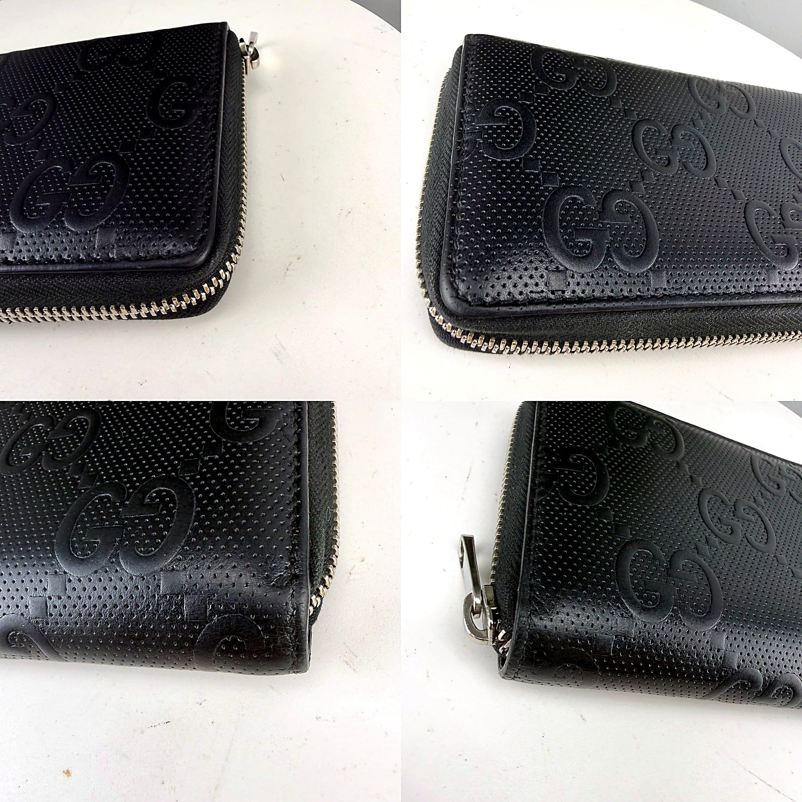Authentic Gucci GG Embossed Monogram Leather Zip Wallet - detail grid 2