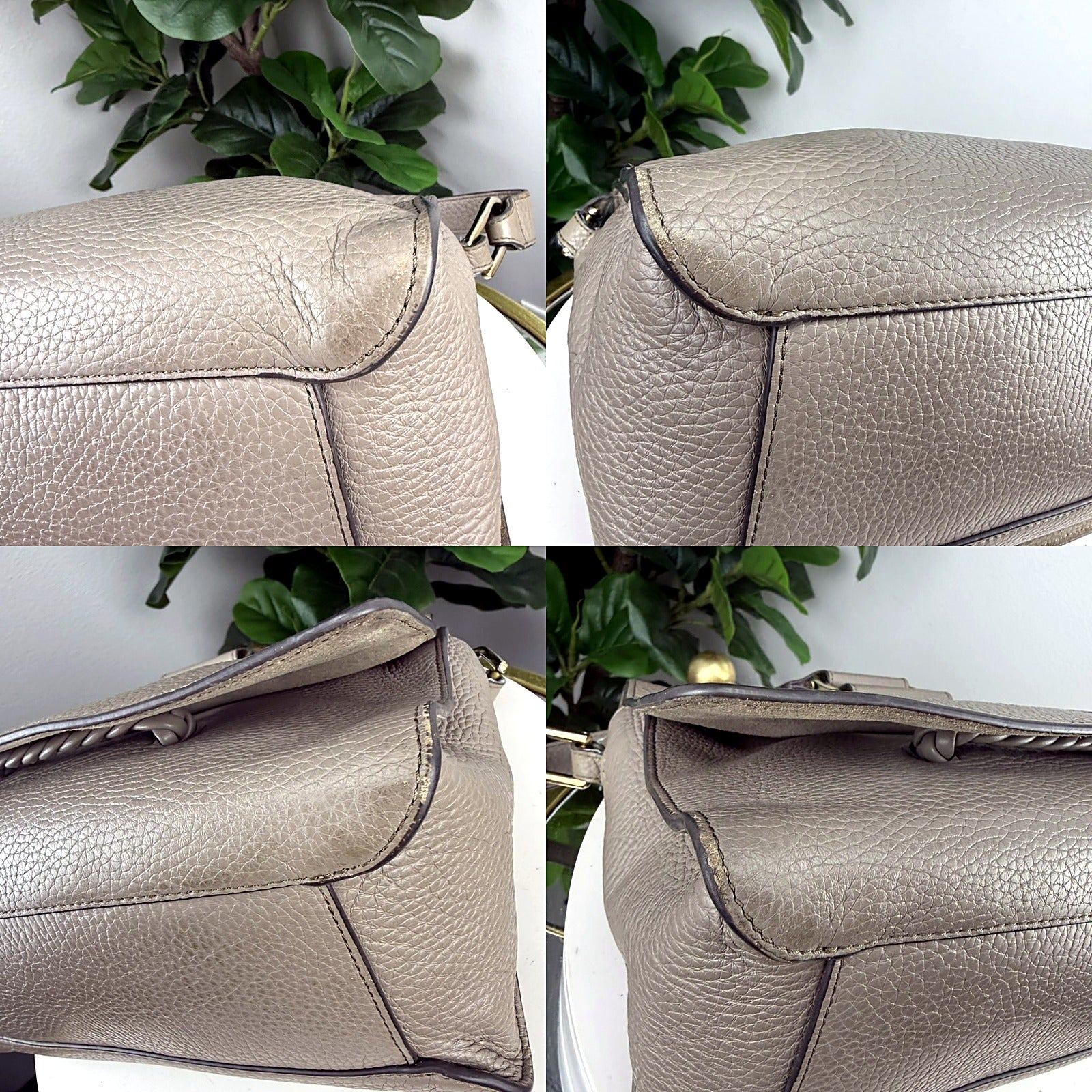 Authentic Furla Taupe Pebbled Leather Satchel Bag - detail 2