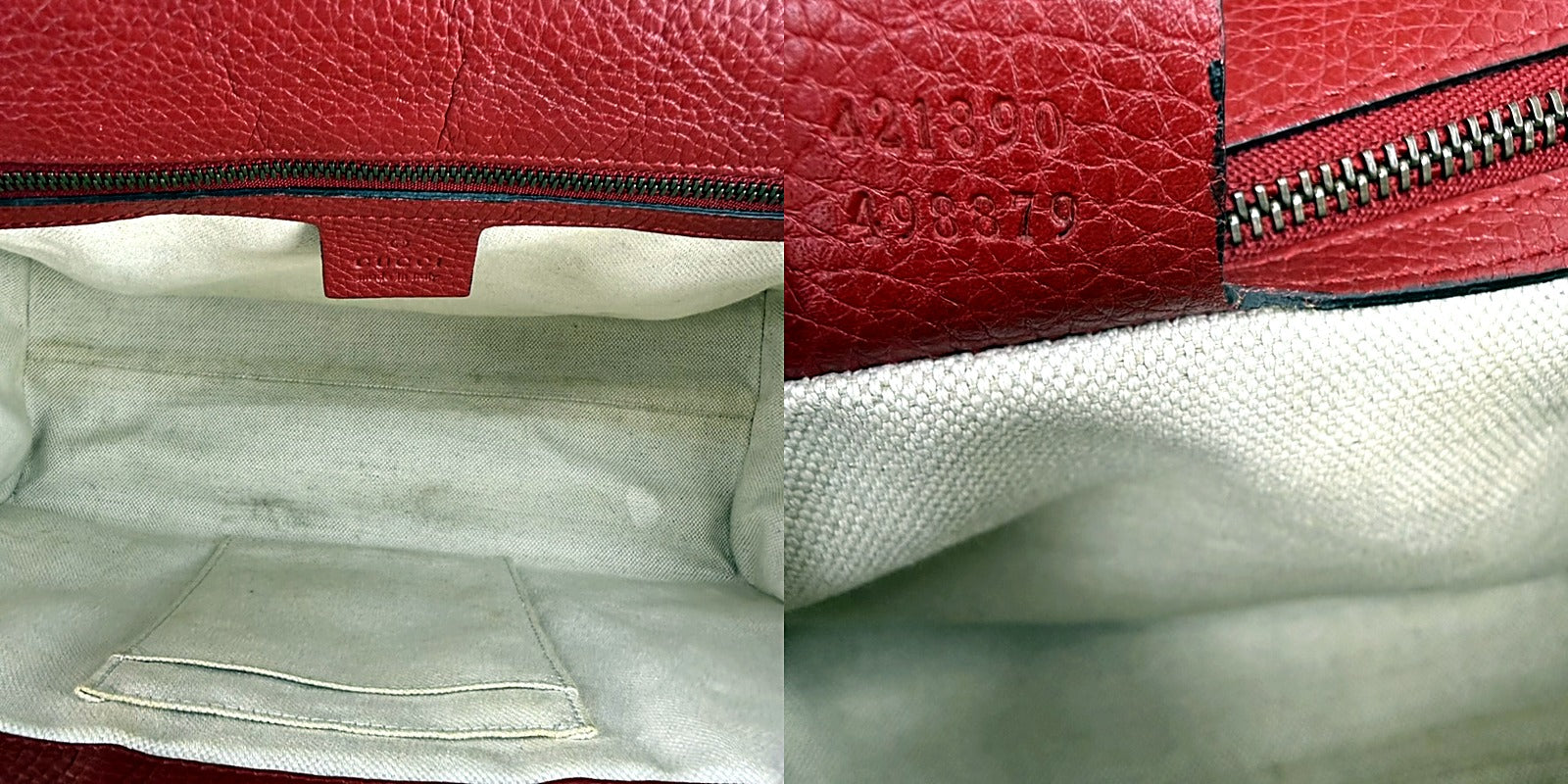 Authentic Gucci GG Marmont Red Pebbled Leather Satchel Bag - pair