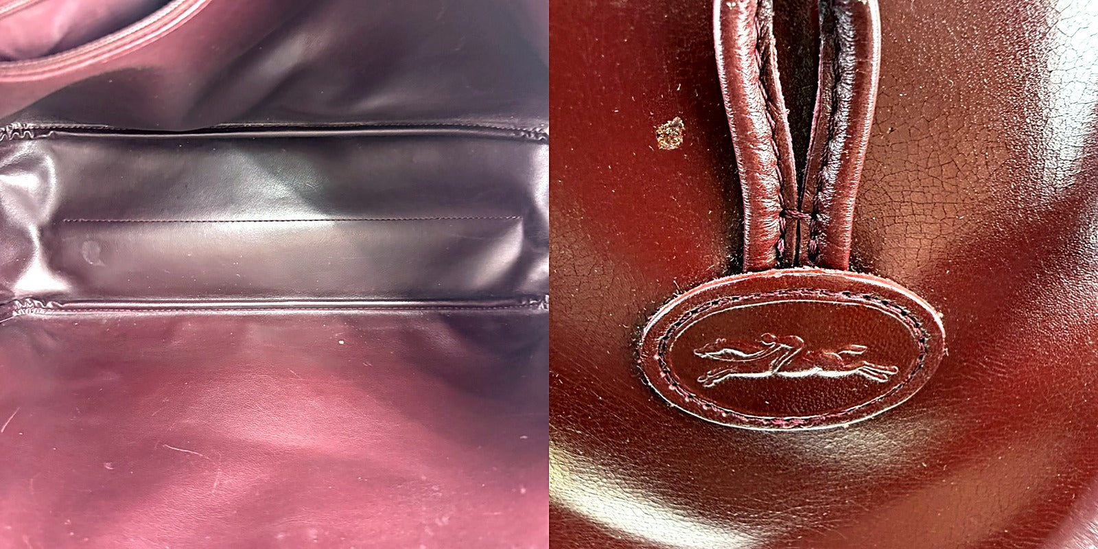 Authentic Longchamp Burgundy Leather Roseau Tote Bag - pair