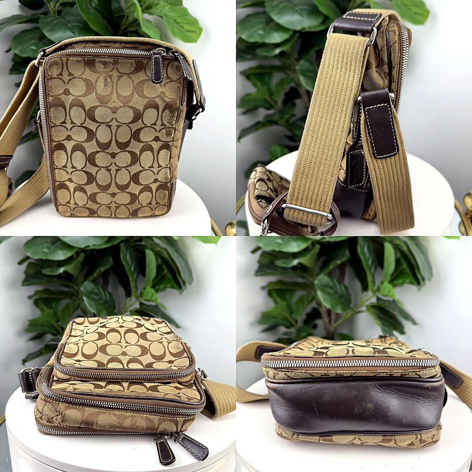 Authentic Coach Signature Jacquard Crossbody Bag with Matching Coin Pouch - detail grid 1