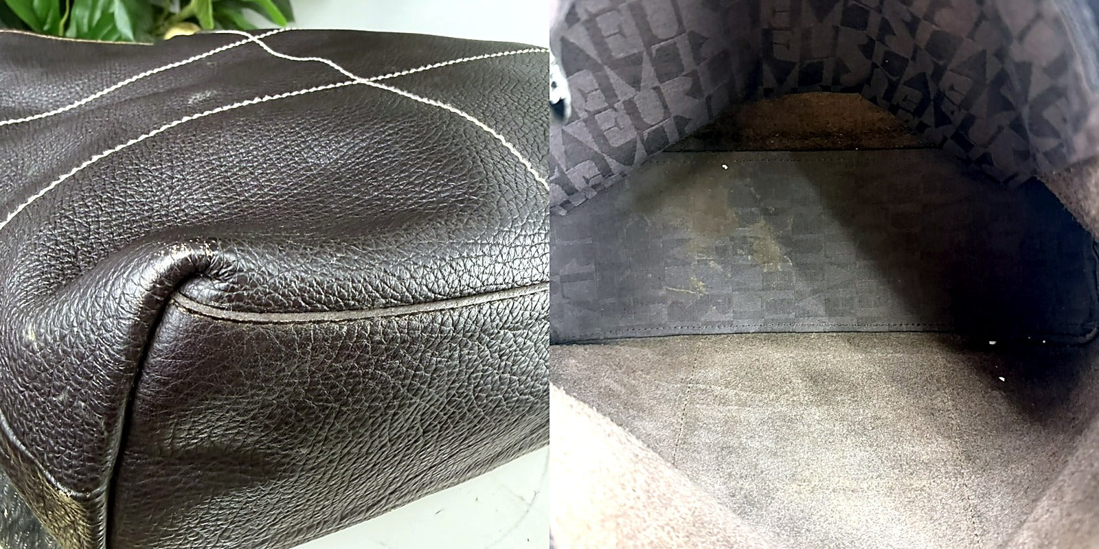 Authentic Vintage Furla Black Pebbled Leather Tote - pair