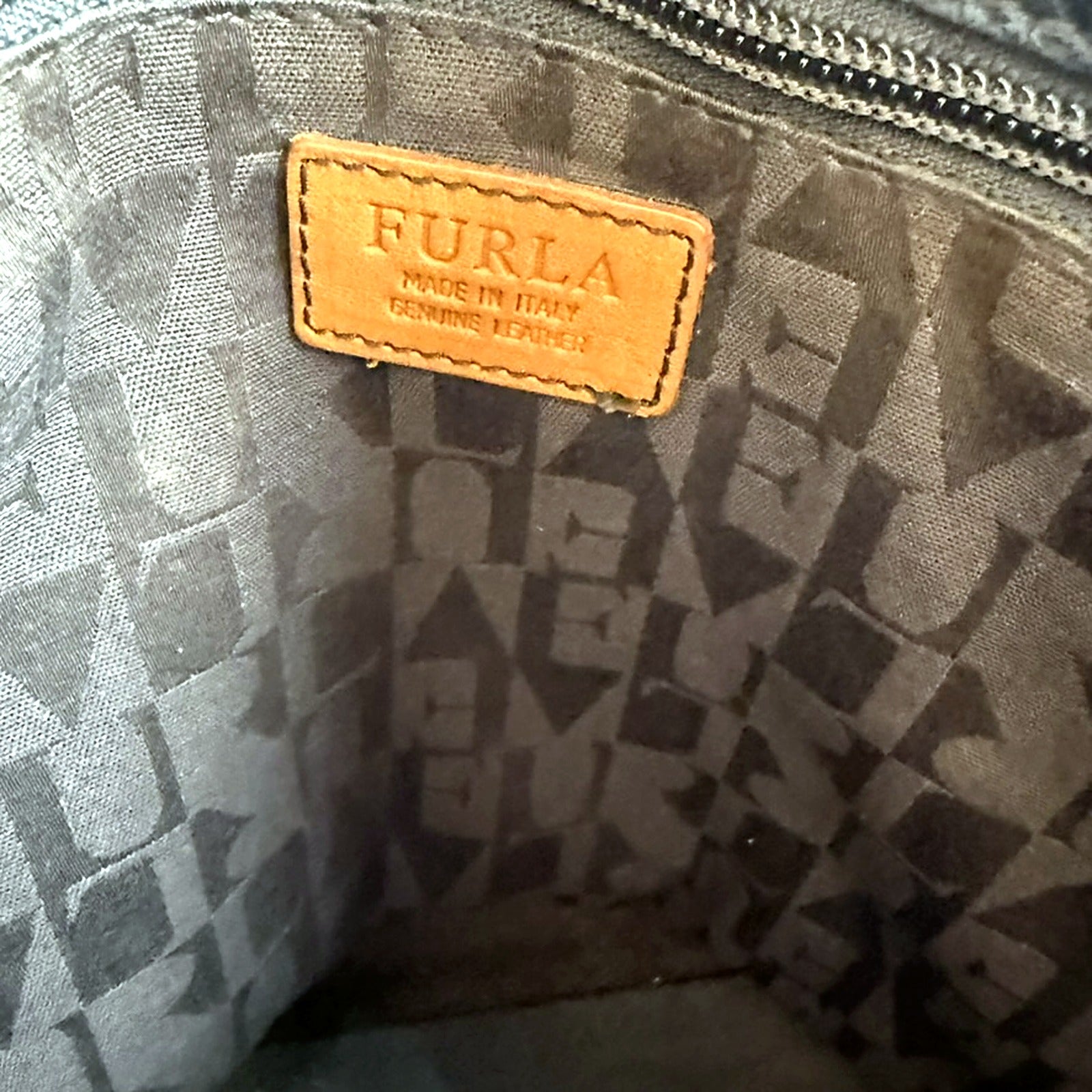 Authentic Vintage Furla Black Pebbled Leather Tote - single