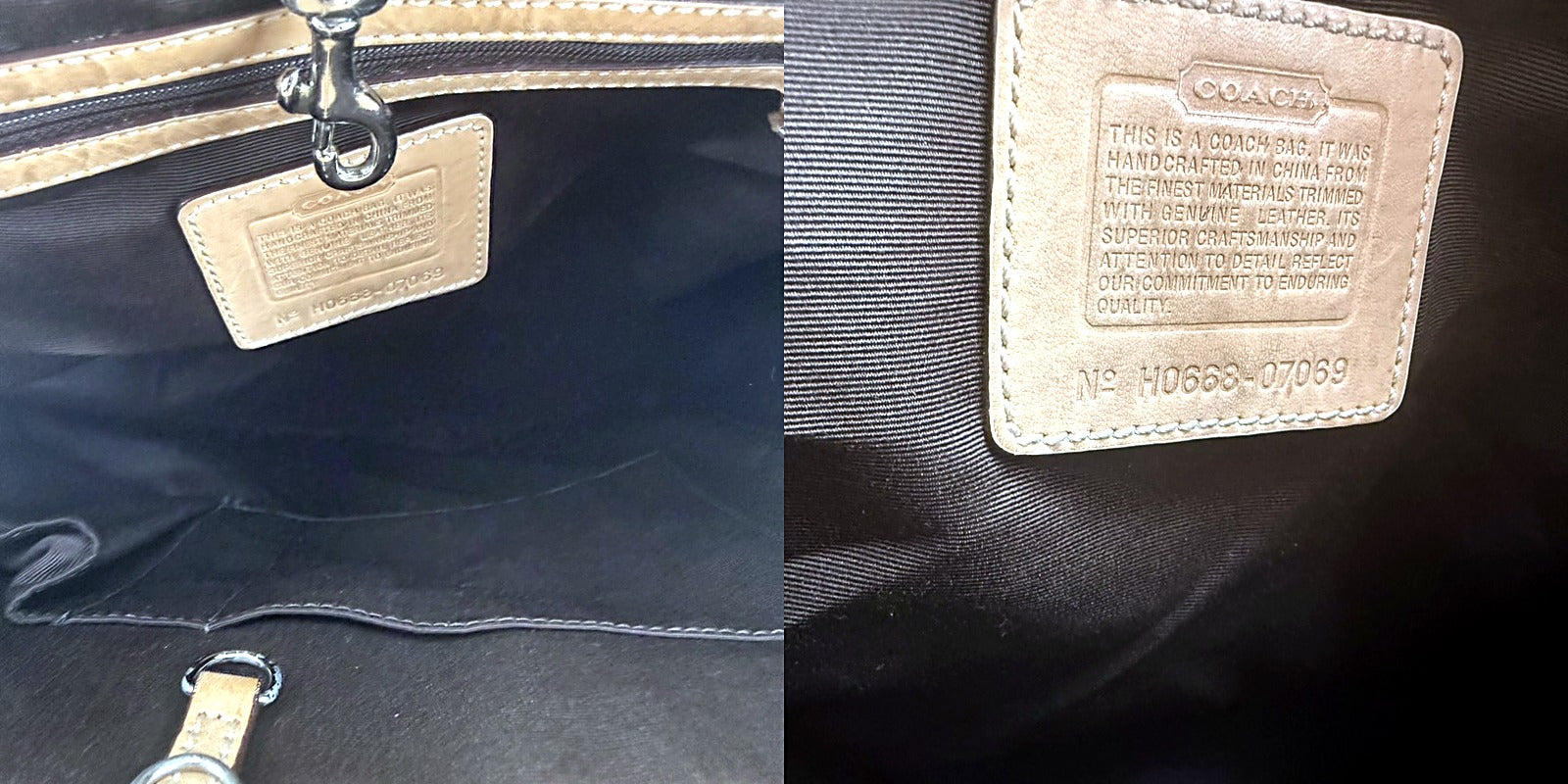 Authentic Coach Signature Khaki Canvas Bucket Tote Bag - pair