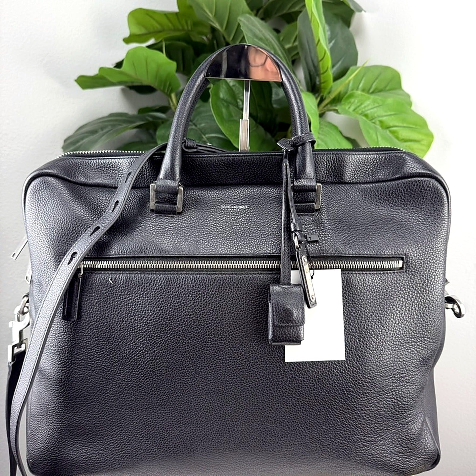 Authentic Vintage Coach Black Leather Briefcase Crossbody Bag - single