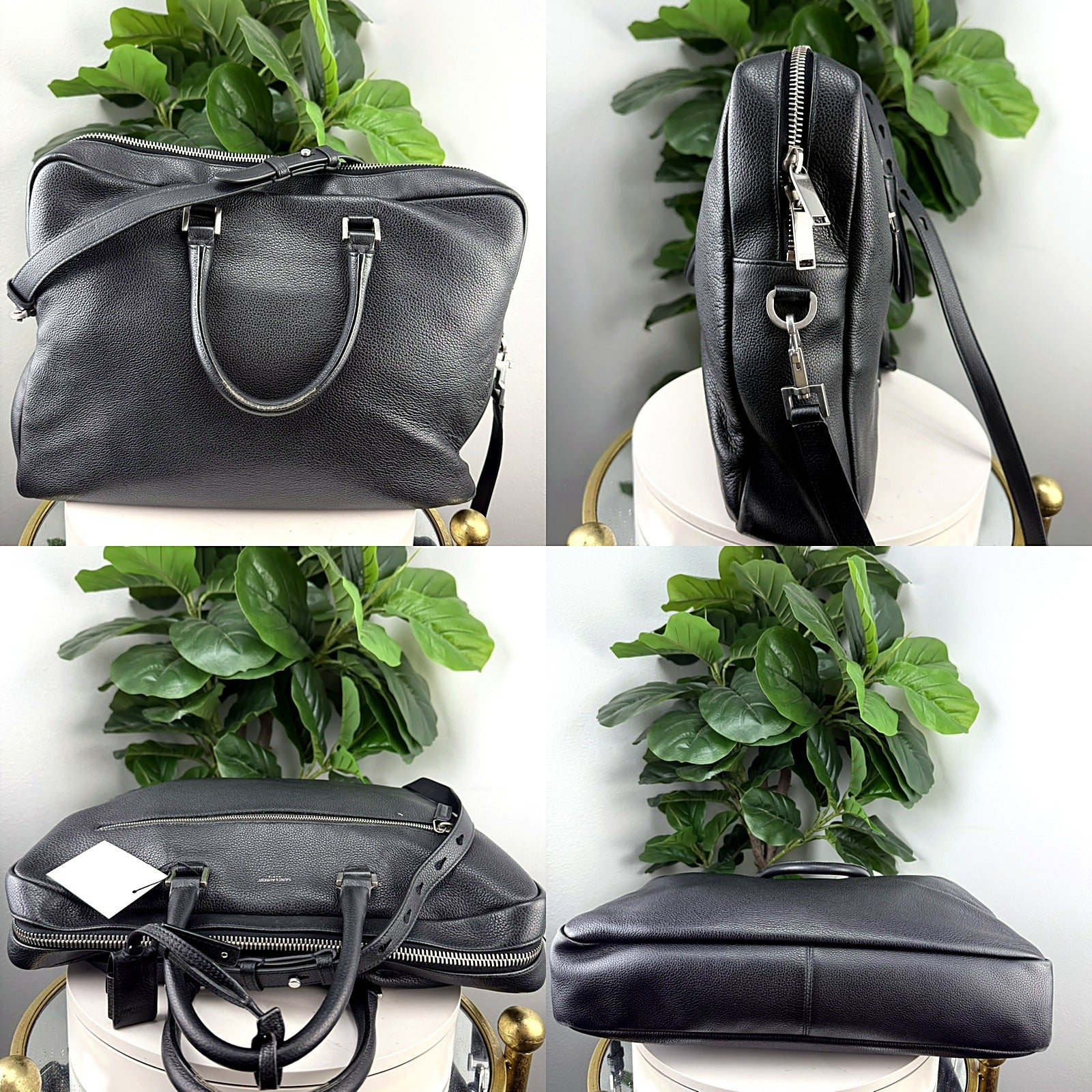 Authentic Saint Laurent Black Pebbled Leather Duffle 6 Briefcase/Weekender Bag