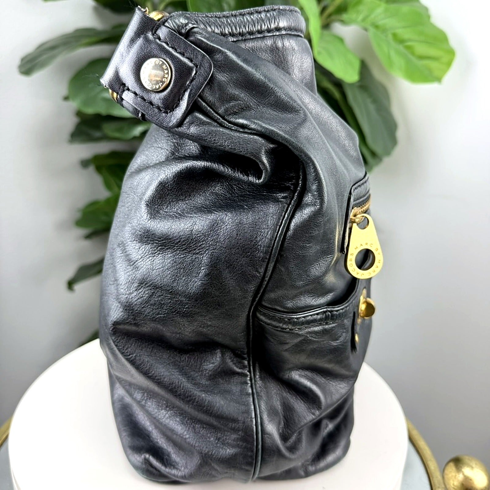 Authentic Marc by Marc Jacobs Black Leather Totally Turnlock Hobo Bag